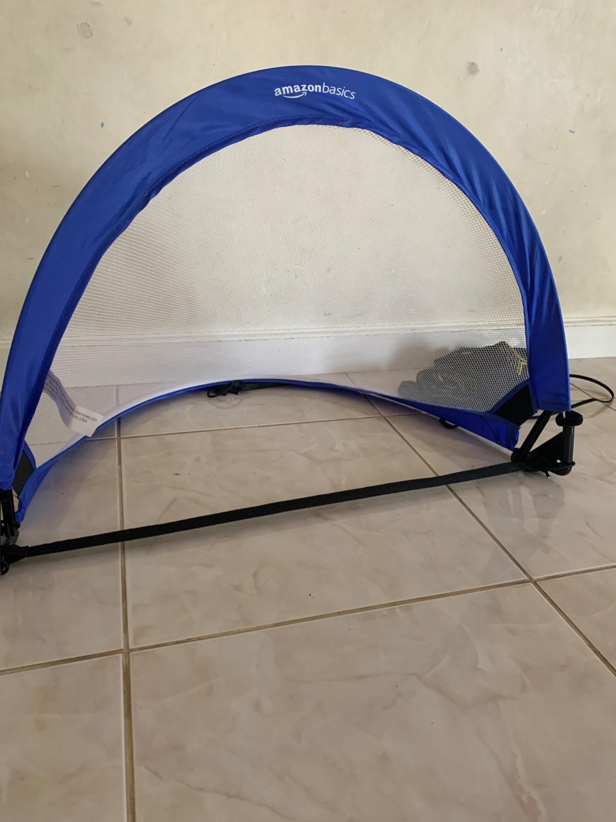 Amazon Basics Portable Pop Up Soccer Goal Set for Kids, Training Equipment, Outdoor Sports Games, Backyard Soccer, Blue, 2-Pack customer photo 2
