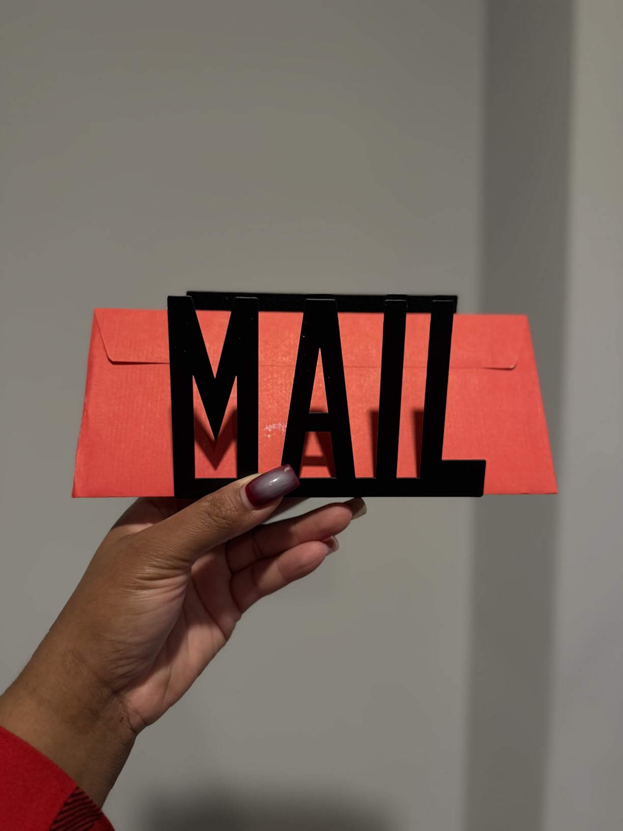 MyGift Modern Black Mail Holder Organizer with Cutout MAIL Lettering Design | Office Desktop Countertop Envelope and Document Storage Rack Entryway Office Home Storage Decorative Display customer photo 2