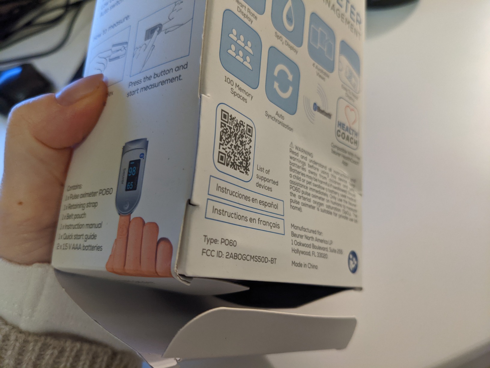 Beurer Bluetooth Digital Fingertip Pulse Oximeter, Blood Oxygen Saturation & Pulse Rate Monitor with Accessories customer photo 1