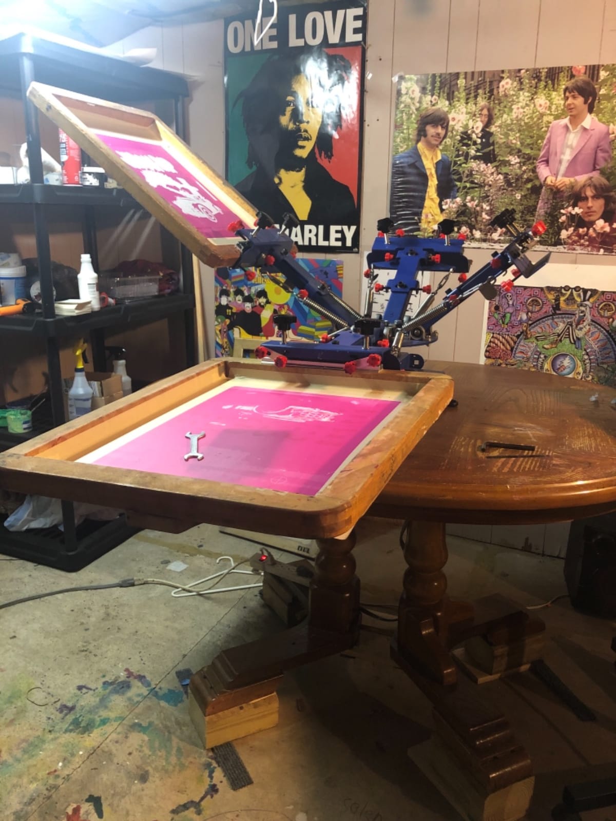 4 Color 1 Station Silk Screen Printing Press Adjustable 360 Degree Rotary DIY Shirt Equipment Screen Printing Machine for T-Shirt Printing customer photo 2
