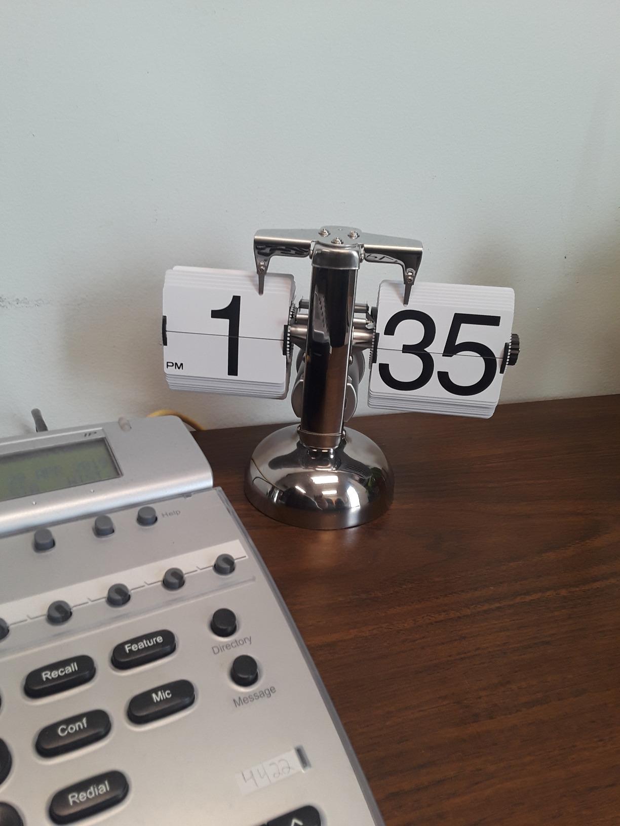 Betus Flip Desk Clock - Mechanical Retro Style - Digital Display Battery Powered - Home & Office Décor 8 x 6.5 x 3 Inches (White) customer photo 1