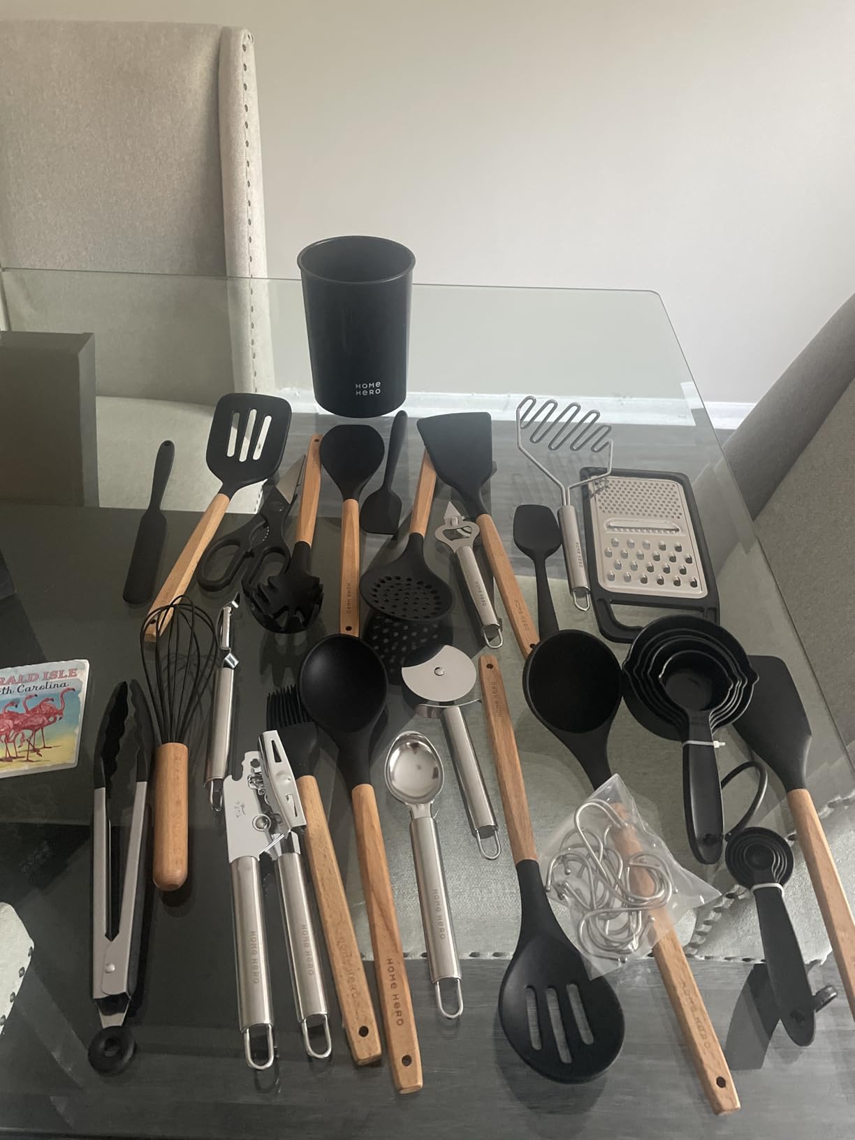 Home Hero 54-Piece Stainless Steel Kitchen Utensils Set - Heat-Resistant Nonstick Silicone & Stainless Steel Cooking Utensils - Complete Tools with Slotted Spoon & Pasta Spoon - Pack of 54, Silver customer photo 1