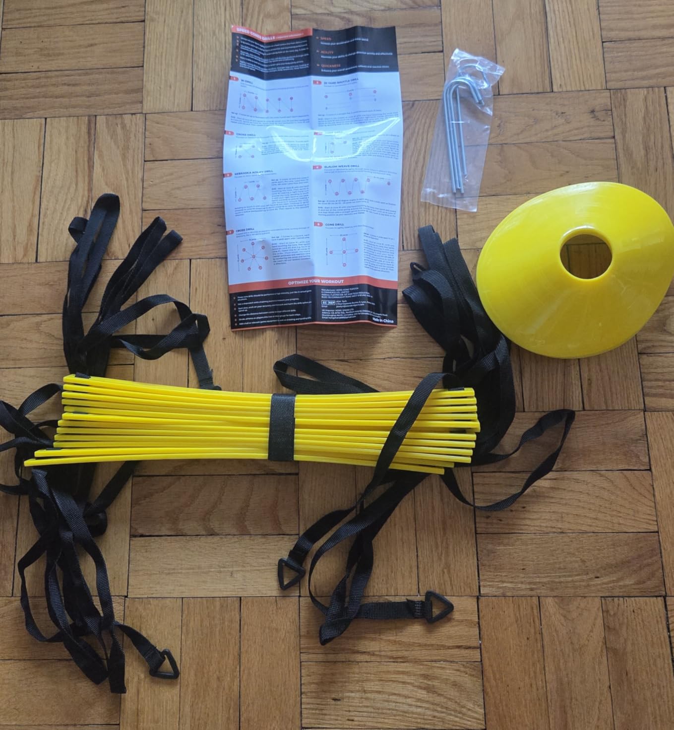 YISSVIC Agility Ladder and Cones 20 Feet 12 Adjustable Rungs Fitness Speed Training Equipment, 1 Carry Bags, 10 Cones, 4 Stakes, Basketball, Soccer customer photo 2