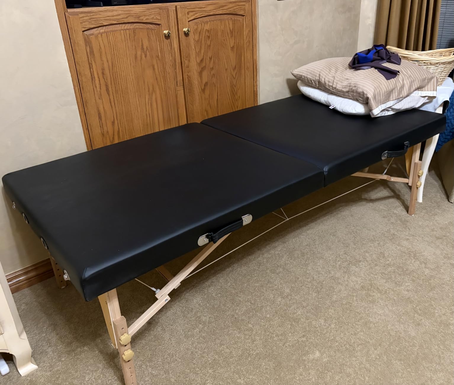 Saloniture Portable Physical Therapy Massage Table - Low to Ground Stretching Treatment Mat Platform - Blue customer photo 1