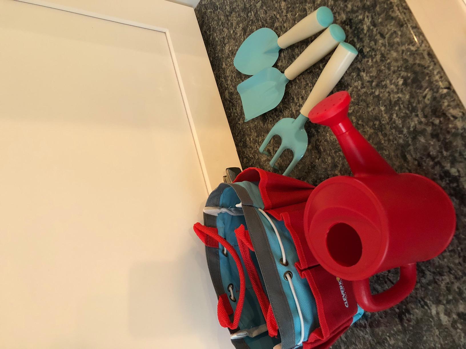Kids Gardening Set - Toddler Gardening Kit Includes Watering Can for Kids, Shovel, Rake, Plant Stakes, Kids Gardening Gloves, Tote Bag & STEM Learning Gardening Guide Book - Garden Tool Set RED customer photo 2