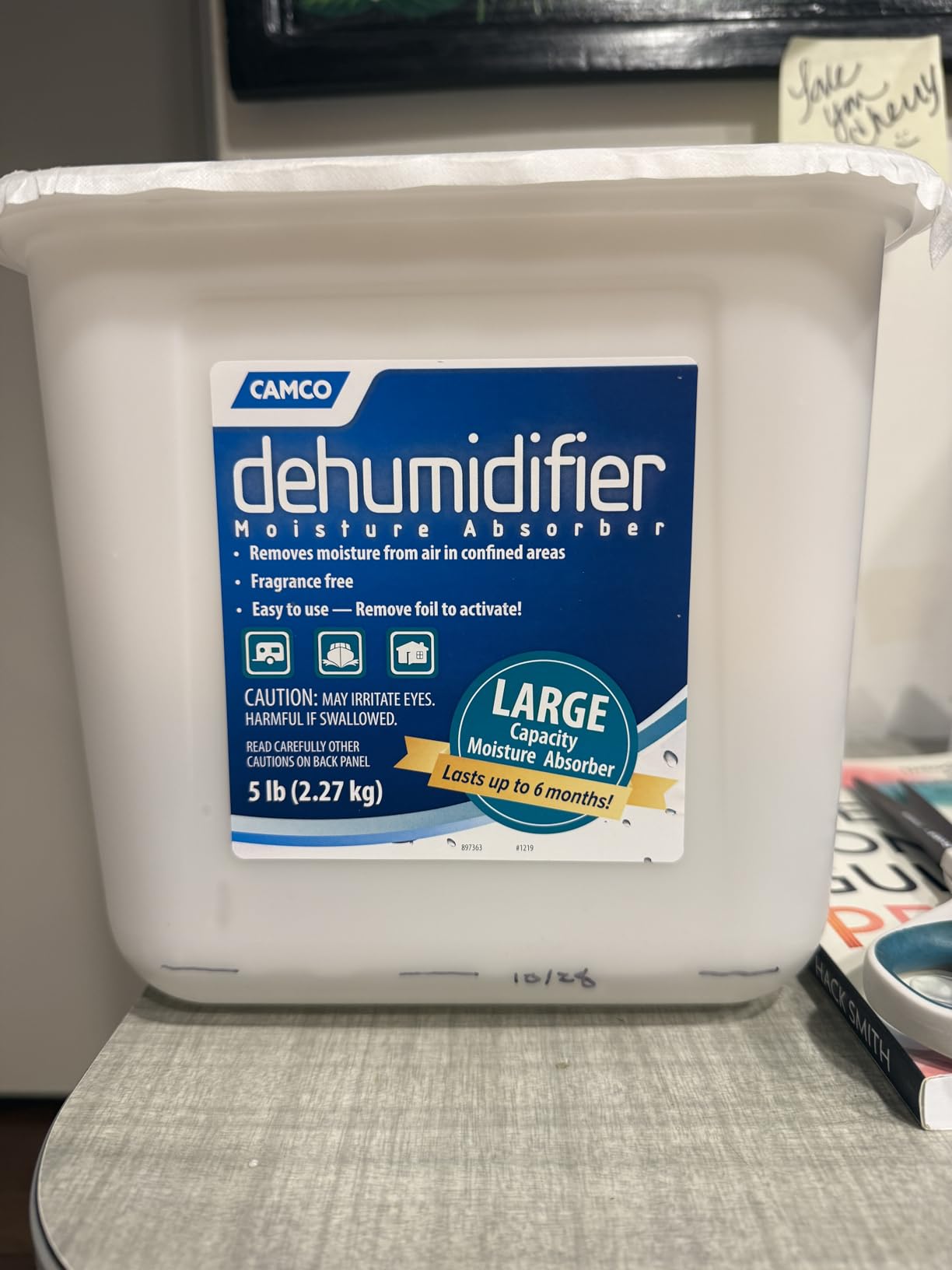 Camco Moisture Absorber Bucket - Features Fast-Acting Moisture-Absorbing Agent - No-Fragrance Beads - Use with RV Storage, Camper Organization & More (44282) customer photo 2