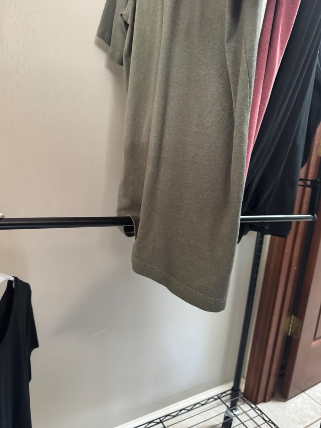 Amazon Basics Adjustable Double Rod Rolling Garment Rack, Hanging Clothes Closet Organizer with Wheels, Heavy Duty, 36