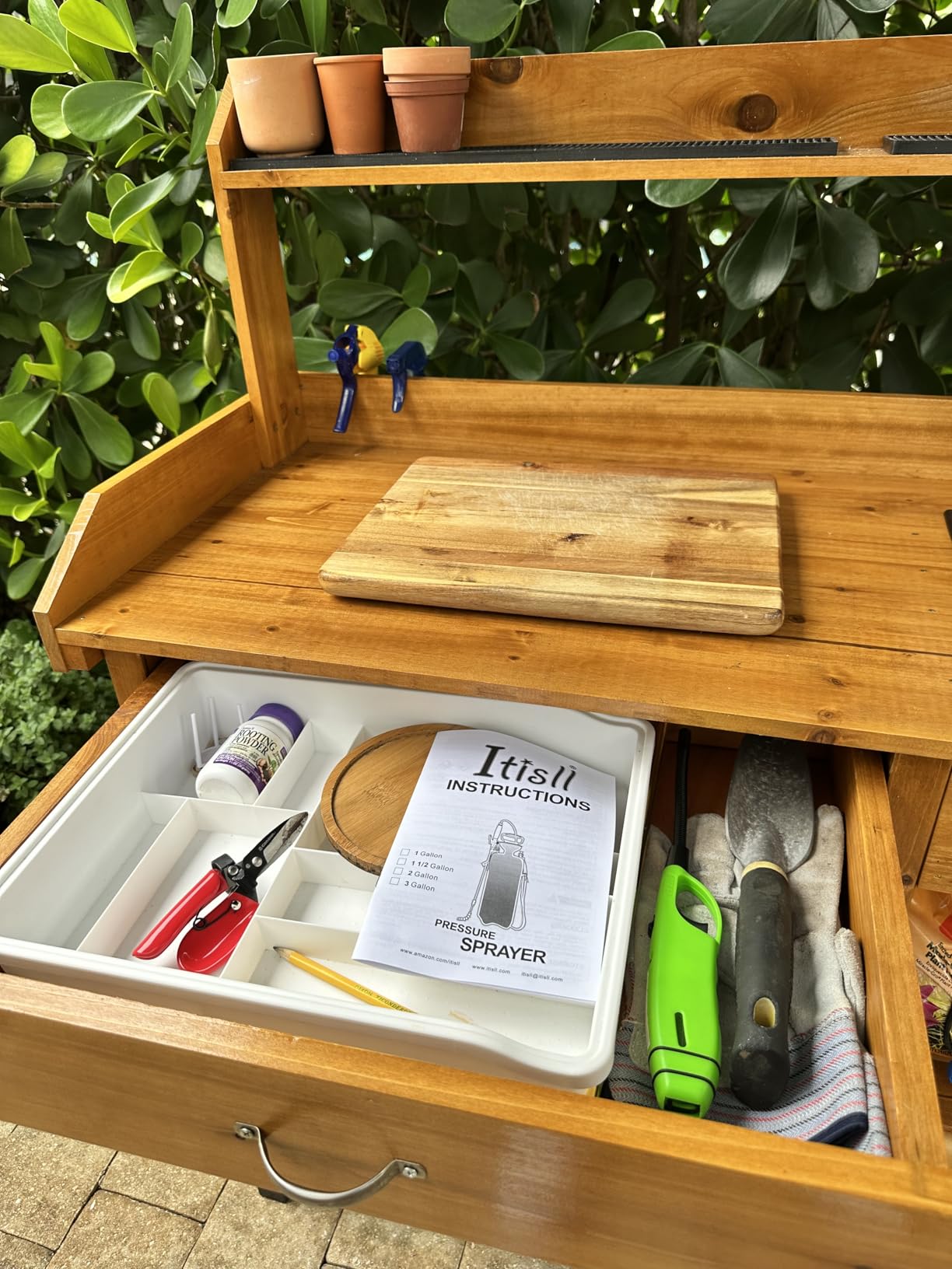 Yaheetech Potting Bench with Sink & Drawer, Outdoor Gardening Table, Gray customer photo 1