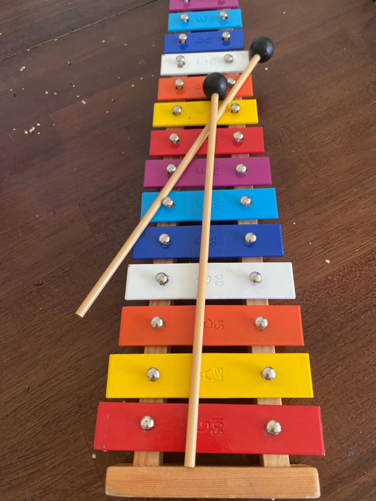 CeleMoon 15 Tone Natural Wooden Xylophone for Kids Toddlers Adults, Metal Bar Glockenspiel with Multi-Colored Keys, Educational Percussion Instrument for Preschool Learning, Music Gift for Boys Girls customer photo 1