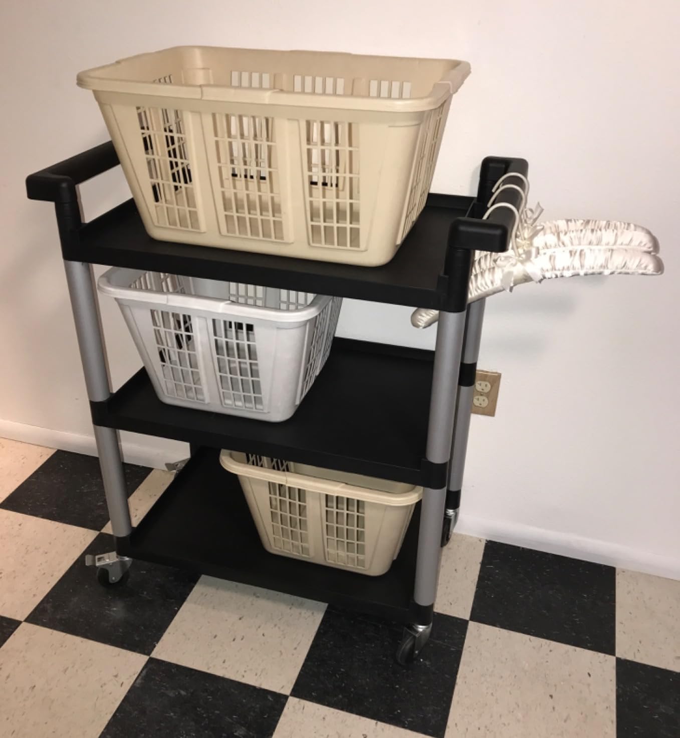 MaxWorks 80774 3-Shelf Utility Plastic Cart with Wheels-225 Lbs Maximum Capacity, Black customer photo 1