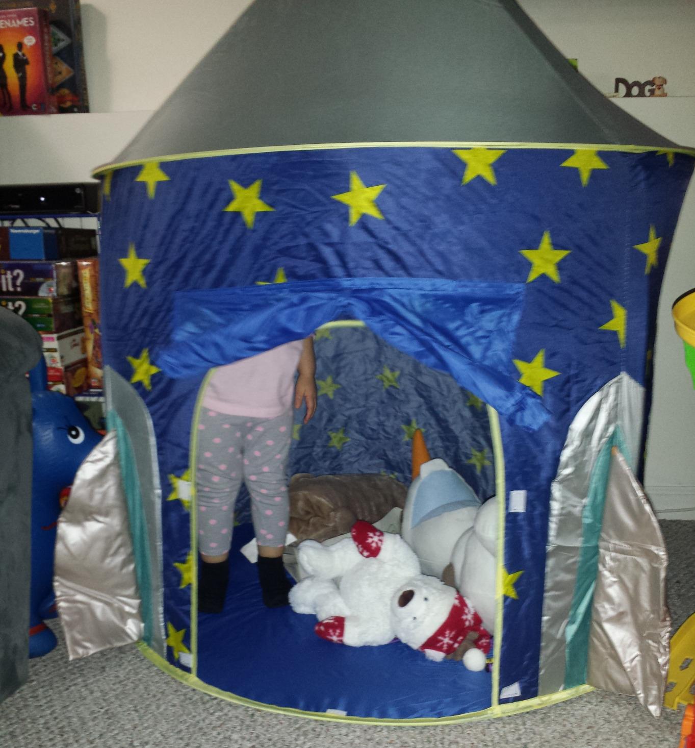 USA Toyz Happy Hut Teepee Tent for Kids - Indoor Pop Up Teepee Kids Playhouse Tents for Boys, Girls, Toddlers with Portable Storage Bag (Blue) customer photo 1