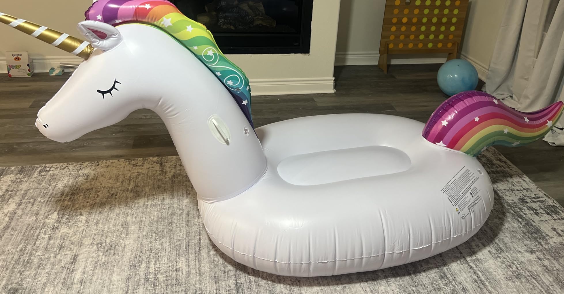 Jasonwell Giant Inflatable Unicorn Pool Float Floatie Ride On with Fast Valves Large Rideable Blow Up Summer Beach Swimming Pool Party Lounge Raft Decorations Toys for Kids Adults customer photo 2