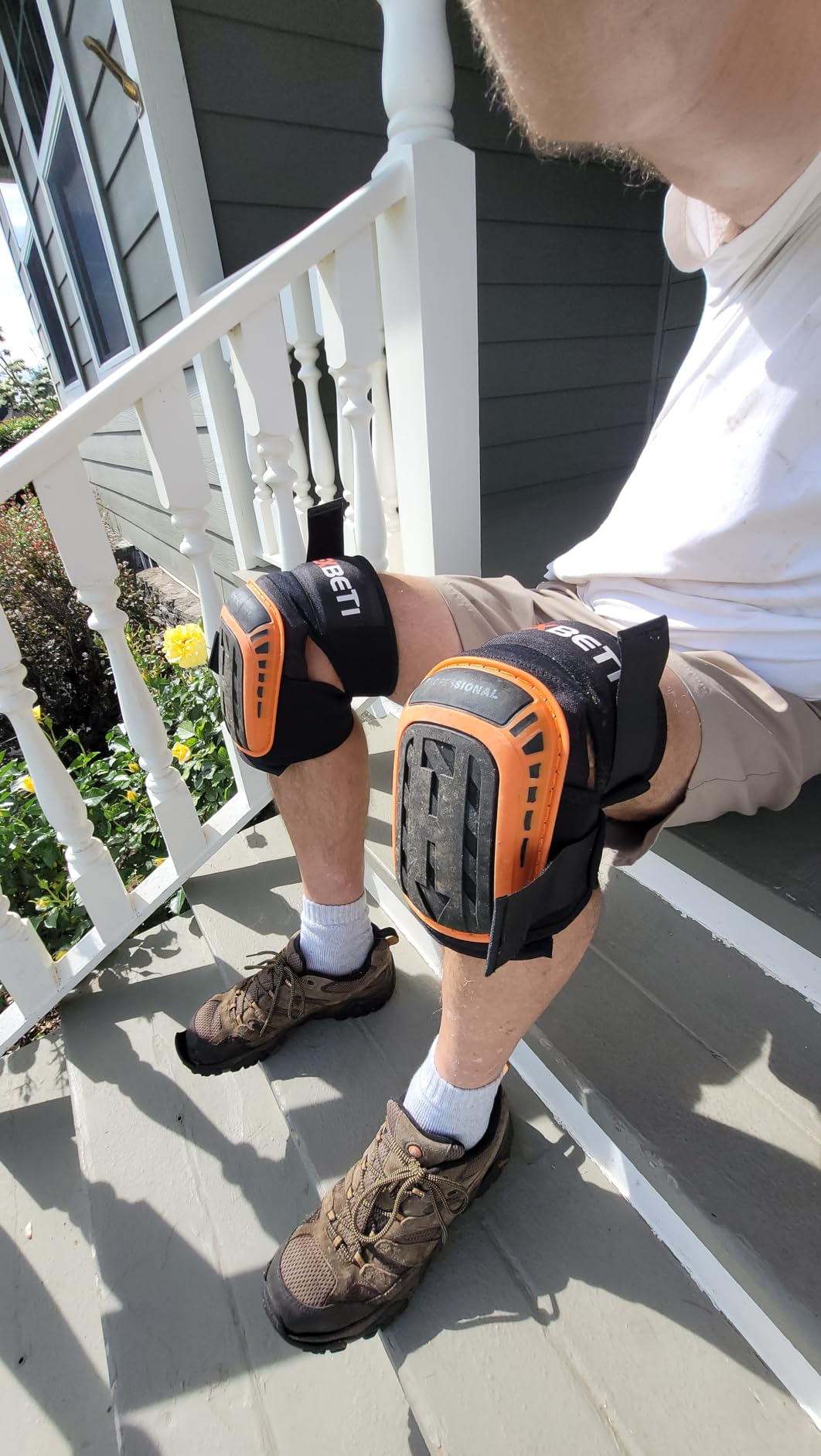 REXBETI Knee Pads for Men, Anti-slip Construction Gel Knee Pads for Work | Heavy Duty Cap, Comfort Thick Gel Foam Pad, Stay Put Strong Stretchable Straps, For Construction Gardening Flooring Cleaning customer photo 2