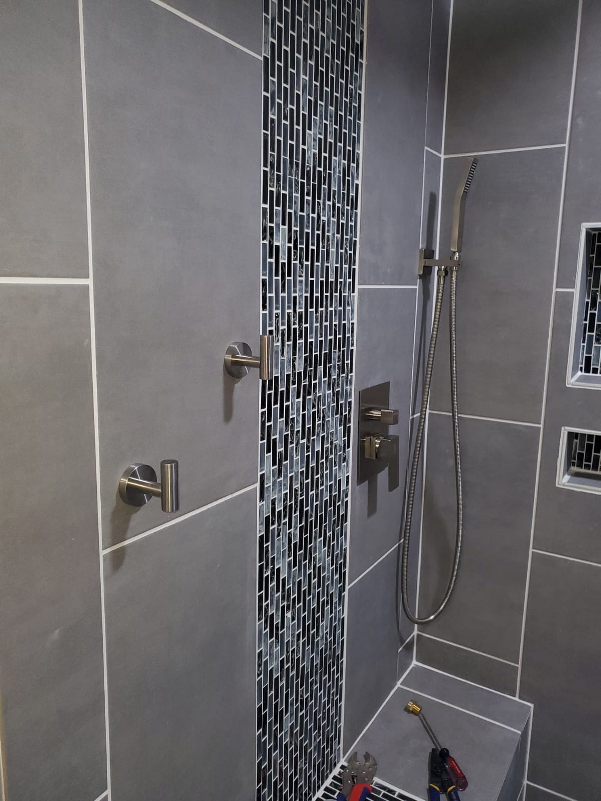 SR SUN RISE 12 Inch Ceiling Mounted Rain Shower System, Brushed Nickel | Luxury High Pressure Shower Faucet Set, Soild Brass, Rust Resistant, Handheld Spray, Rough-In Valve and Trim Included customer photo 2