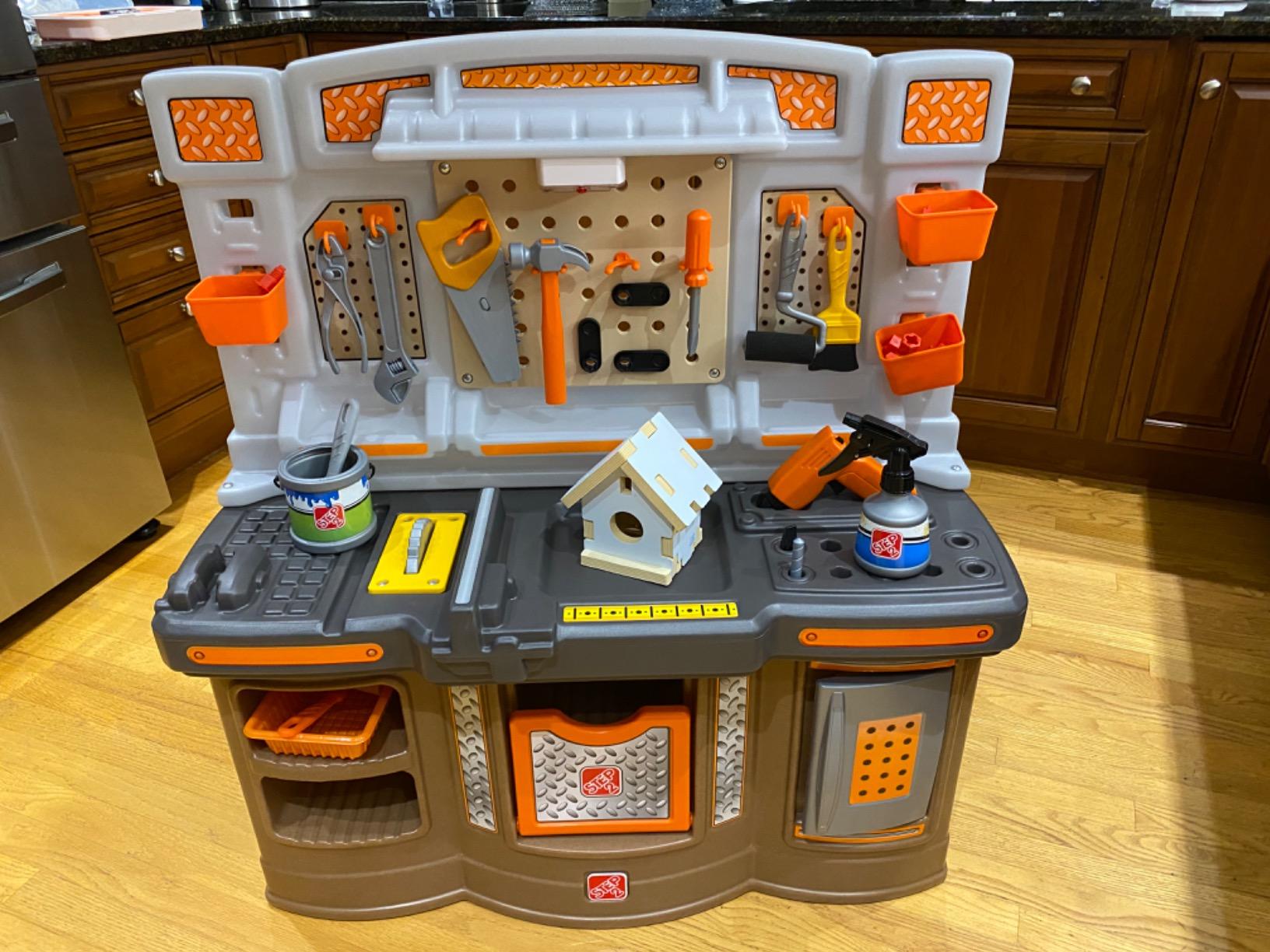 Step2 Big Builders Pro Workshop for Kids, Indoor/Outdoor Tool Bench for Children, Interactive Play with Sounds, Includes 45 Piece Toy Accessory Kit, Made of Durable Plastic, For Toddlers 3+ Years Old customer photo 2