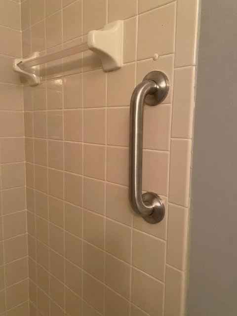 Vive Grab Bar for Showers - Bathroom Antislip Handrail for Seniors, Elderly Assistance Product, Heavy Duty Shower Handles, Handicap Grab Bars, Stainless Steel, Multipurpose, 440 lbs (Brushed Nickel) customer photo 2