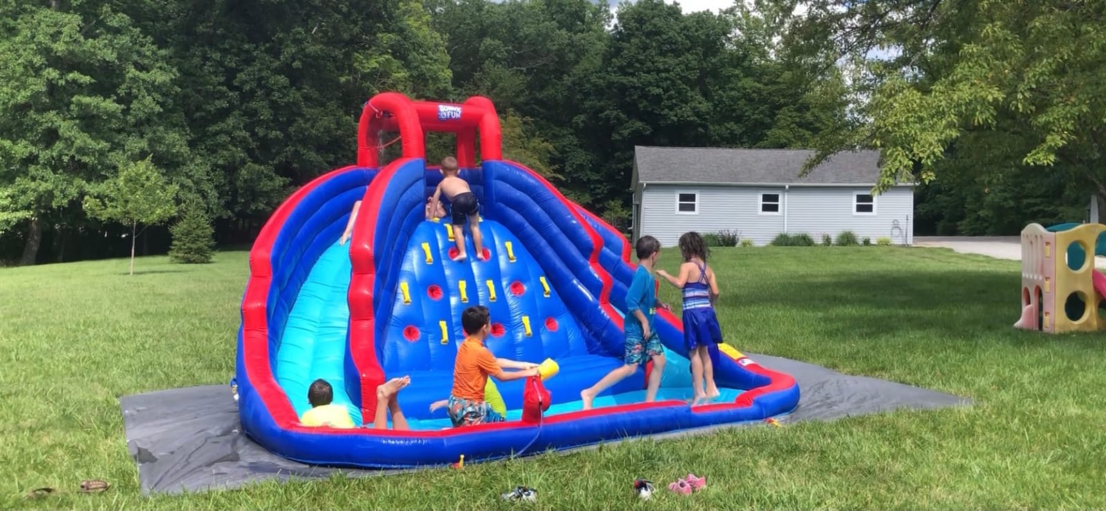 SUNNY & FUN Ultra Climber Inflatable Water Slide Park - Heavy-Duty for Outdoor Fun - Climbing Wall, Two Slides & Splash Pool - Easy to Set Up & Inflate with Included Air Pump & Carrying Case customer photo 1