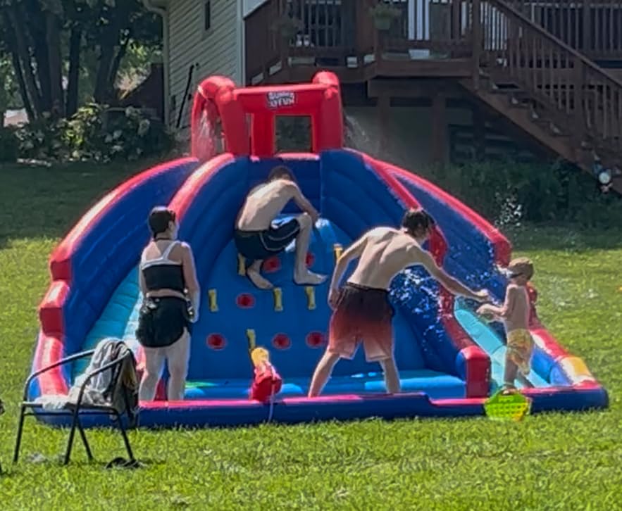 SUNNY & FUN Ultra Climber Inflatable Water Slide Park - Heavy-Duty for Outdoor Fun - Climbing Wall, Two Slides & Splash Pool - Easy to Set Up & Inflate with Included Air Pump & Carrying Case customer photo 2