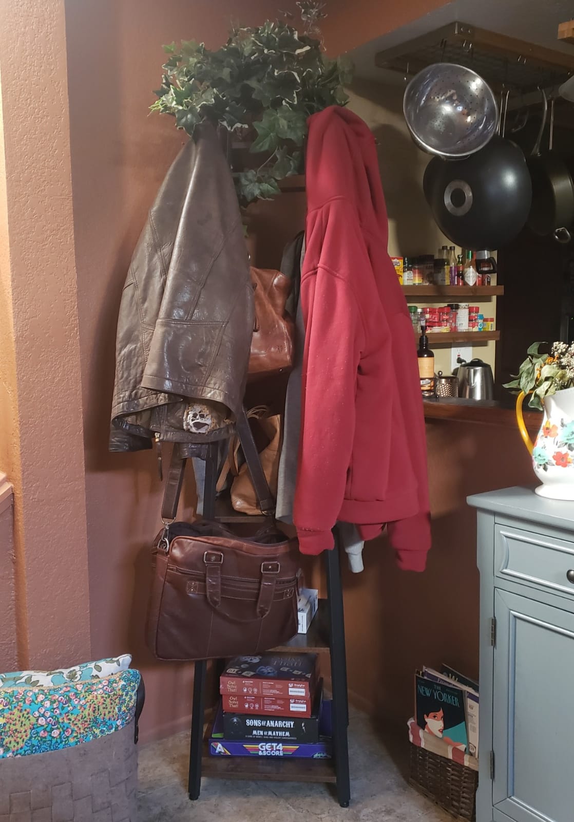 VASAGLE Coat Rack, Coat Stand with 3 Shelves, Hall Tree Free Standing with Hooks, Industrial Style, Rustic Brown and Black customer photo 1