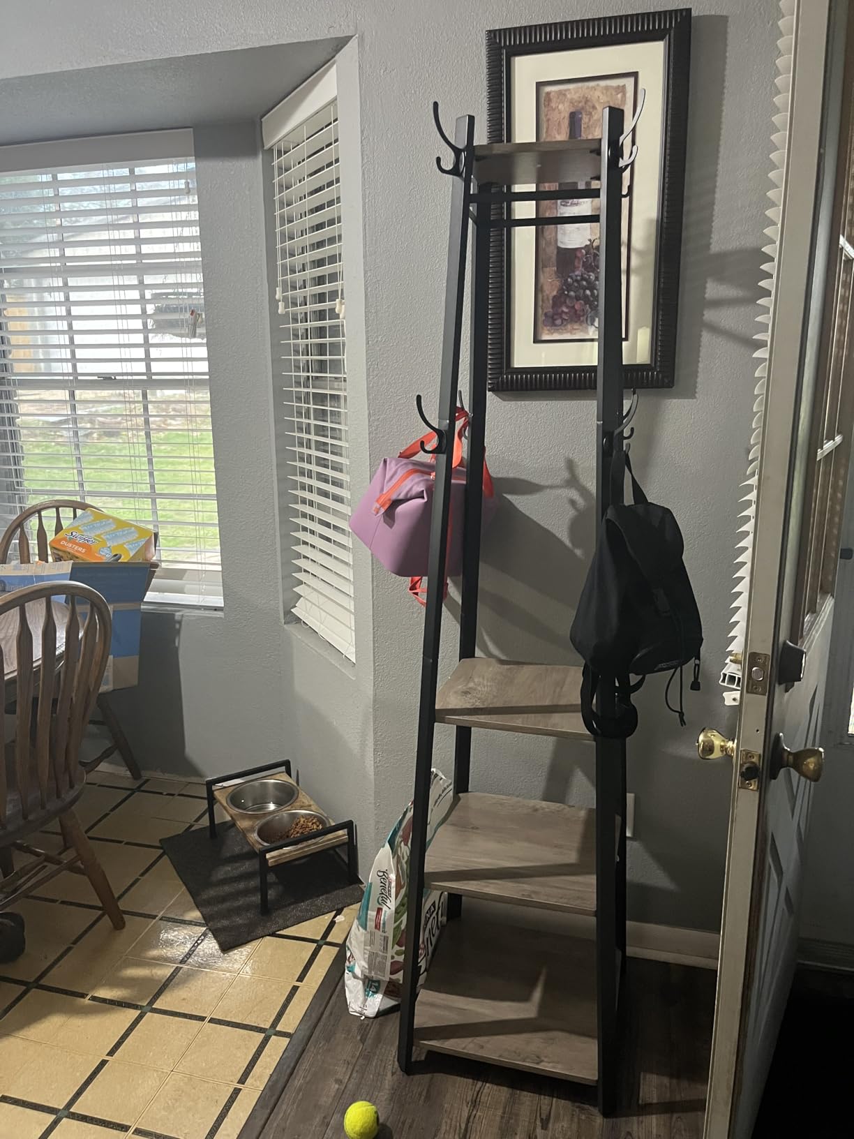 VASAGLE Coat Rack, Coat Stand with 3 Shelves, Hall Tree Free Standing with Hooks, Industrial Style, Rustic Brown and Black customer photo 2
