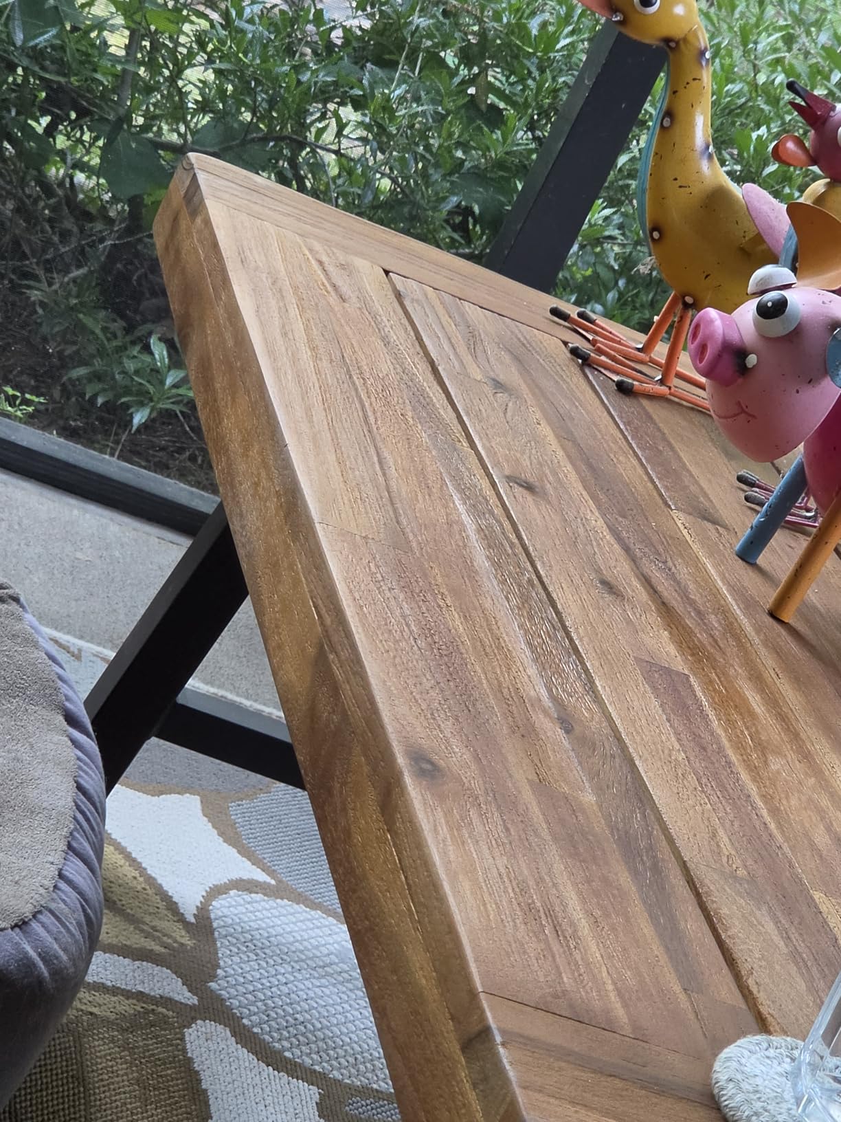 Christopher Knight Home Carlisle Outdoor Acacia Wood Coffee Table, Sandblast/Rustic Metal customer photo 1
