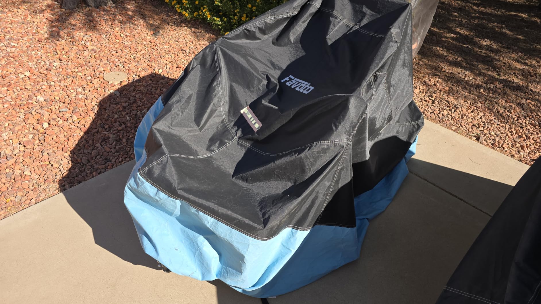 Favoto Motorcycle Cover Waterproof Outdoor Motorcycle Cover Heavy Duty | Windproof Motorcycle Tarp All Weather Rain UV Protection with Lock-Holes Night Reflective Strips & Storage Bag Fits up to 96.5