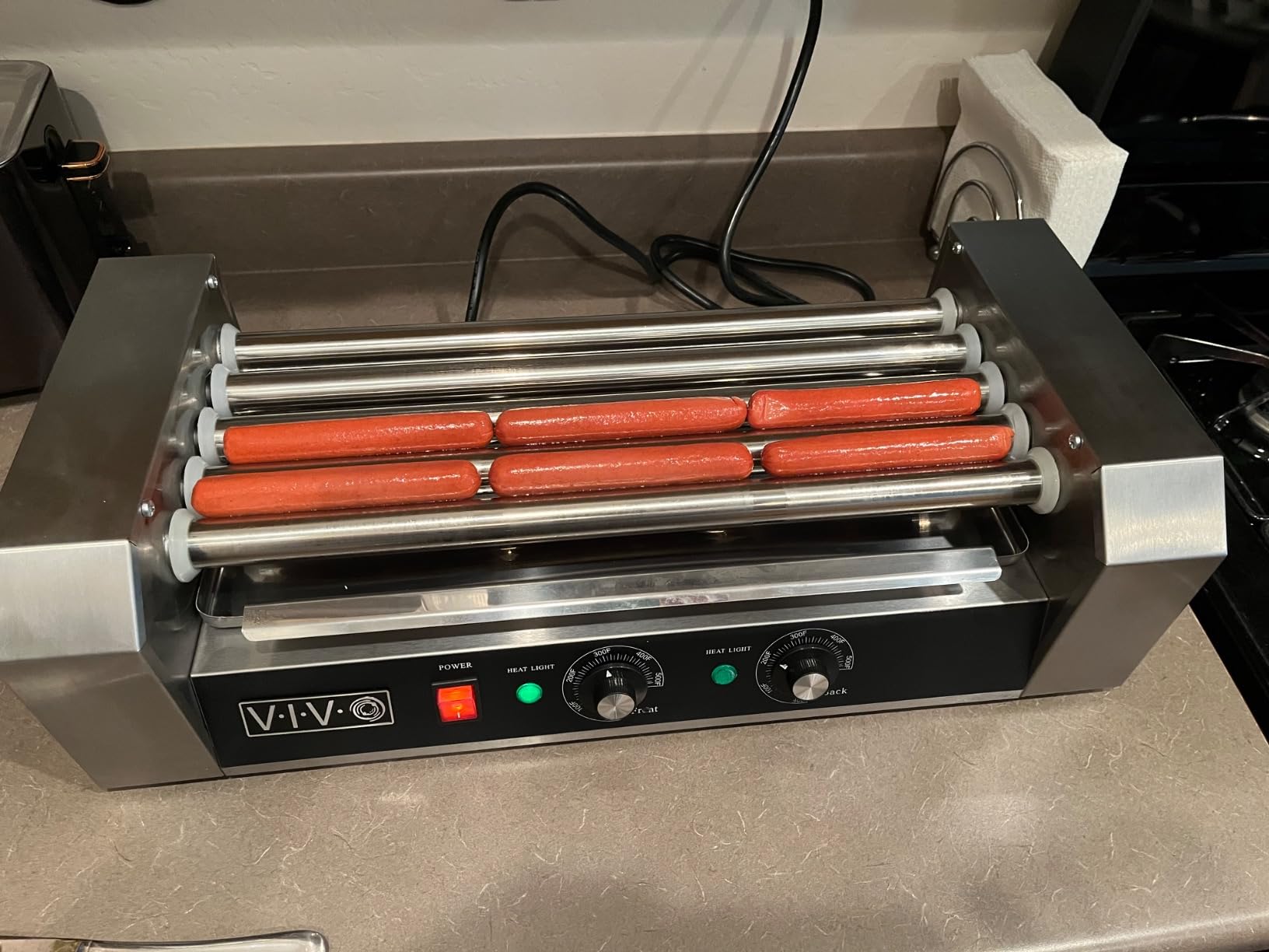 VIVO Electric 12 Hot Dog 5 Roller Grill Cooker Warmer, Stainless Steel, Commercial and Household 700W Machine, HOTDG-V005 customer photo 1