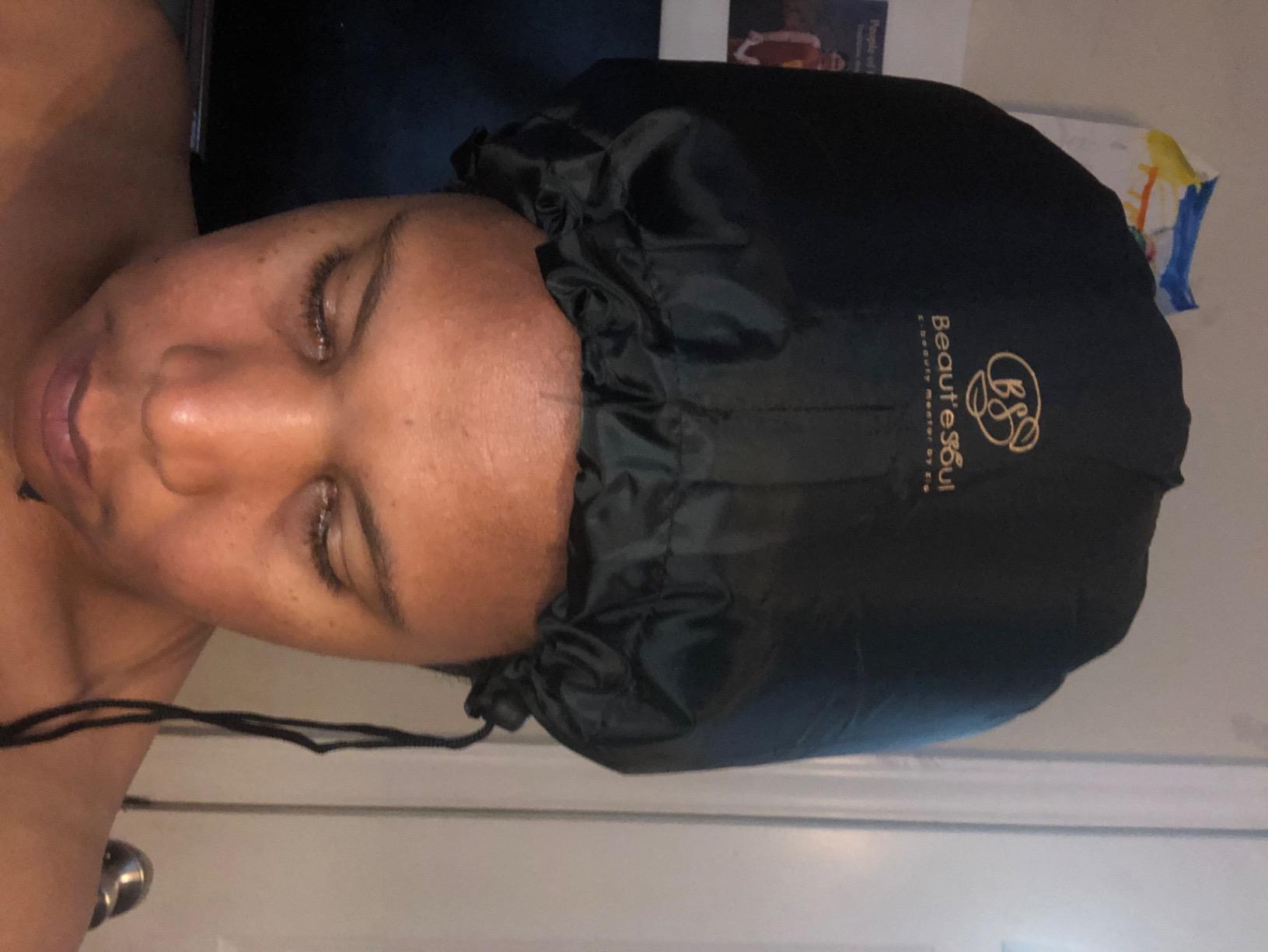 Beauté Seoul Soft Bonnet Hair Dryer Attachment - Hooded Cap for Blow Drying | Large Bonnet Hood for Deep Conditioning, Curly Hair, Rollers & Braids. Adjustable Non-Slip Fit for Most Dryers customer photo 2