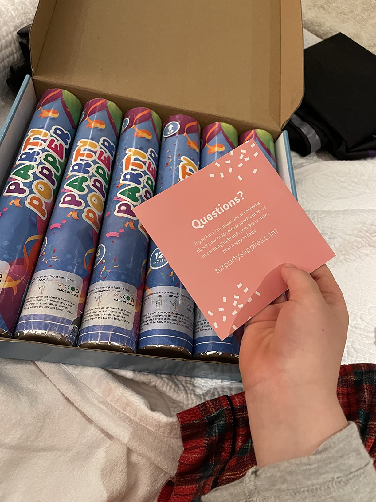 Confetti Poppers Confetti Cannon | 12 Pack | Glitter Multicolor | Party Poppers for Graduation, Birthday, Wedding | Alternative to Fireworks Smoke Bombs | Launches 25 ft | 12 inch | TUR Party Supplies customer photo 1