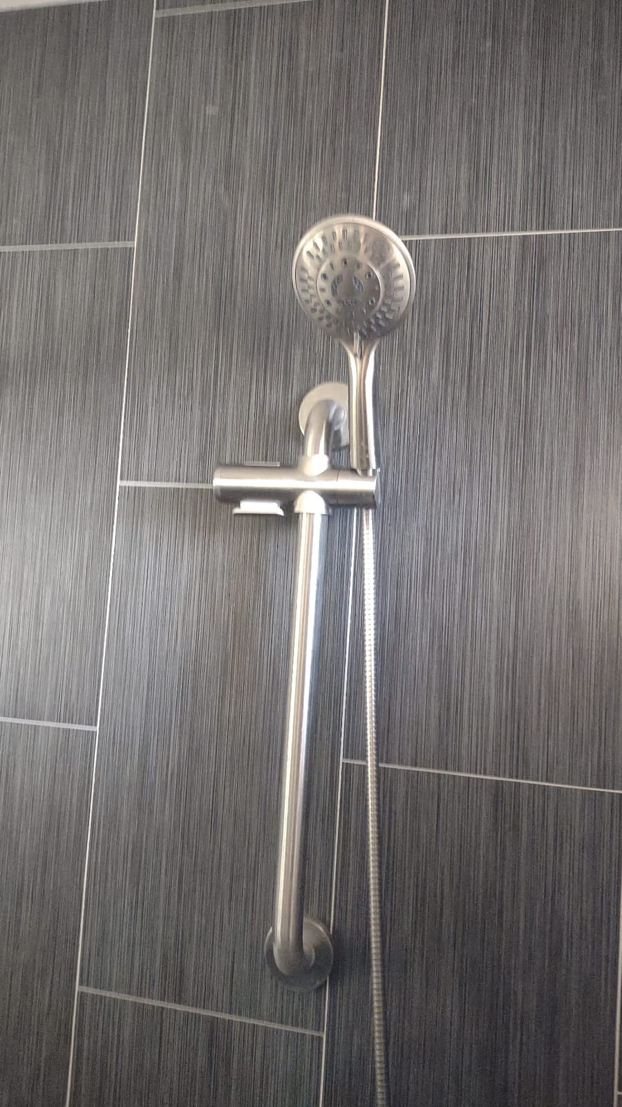 BRIGHT SHOWERS Slide Bar Shower Set with Handheld Shower Head, ADA-Compliant Stainless Steel Grab Bar, Adjustable Height and 69-Inch Hose, Brushed Nickel customer photo 2