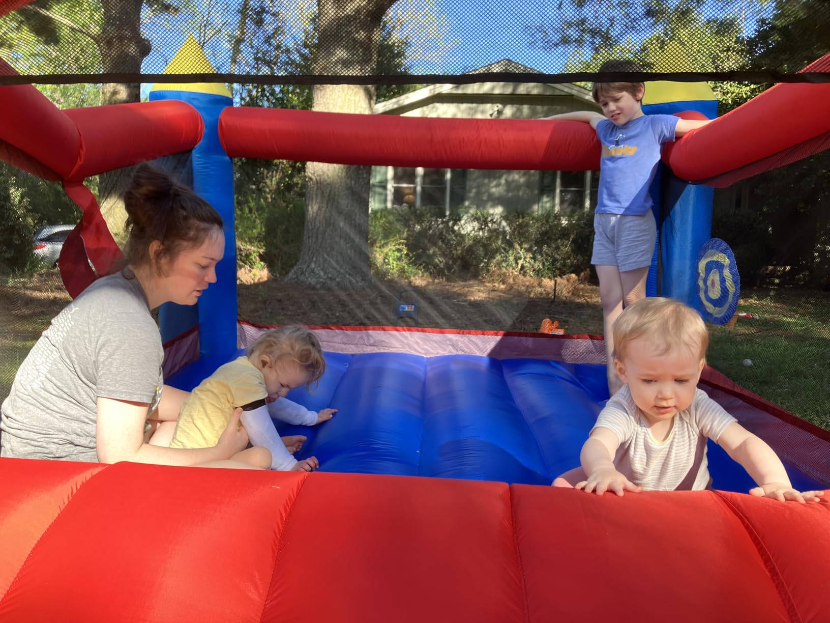 ACTION AIR [Updated Version] Bounce House, Inflatable Bouncer with Air Blower, Jumping Castle with Slide, Family Backyard Bouncy Castle, Durable Sewn with Extra Thick Material, Idea for Kids (C-9745) customer photo 2