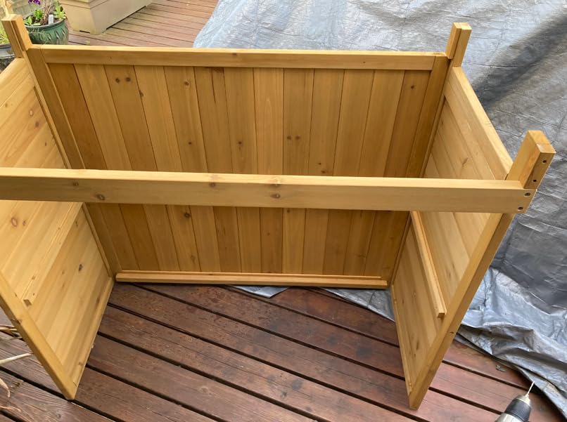 GDLF Outdoor Storage Cabinet with Work Bench, Garden Potting Table, Natural customer photo 1