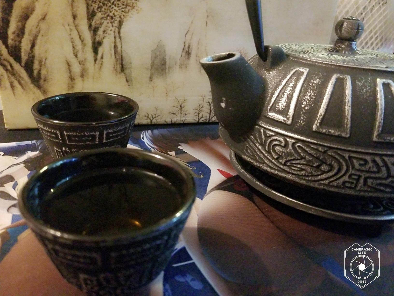 Japanese Style Cast Iron Teapot Set Tetsubin Kettle with Infuser | Iron Tea Pot with 4 Teacup Trivet for Stove Top, Handmade Gift for Friend (28 Ounce, Black, Enameled Interior) customer photo 2