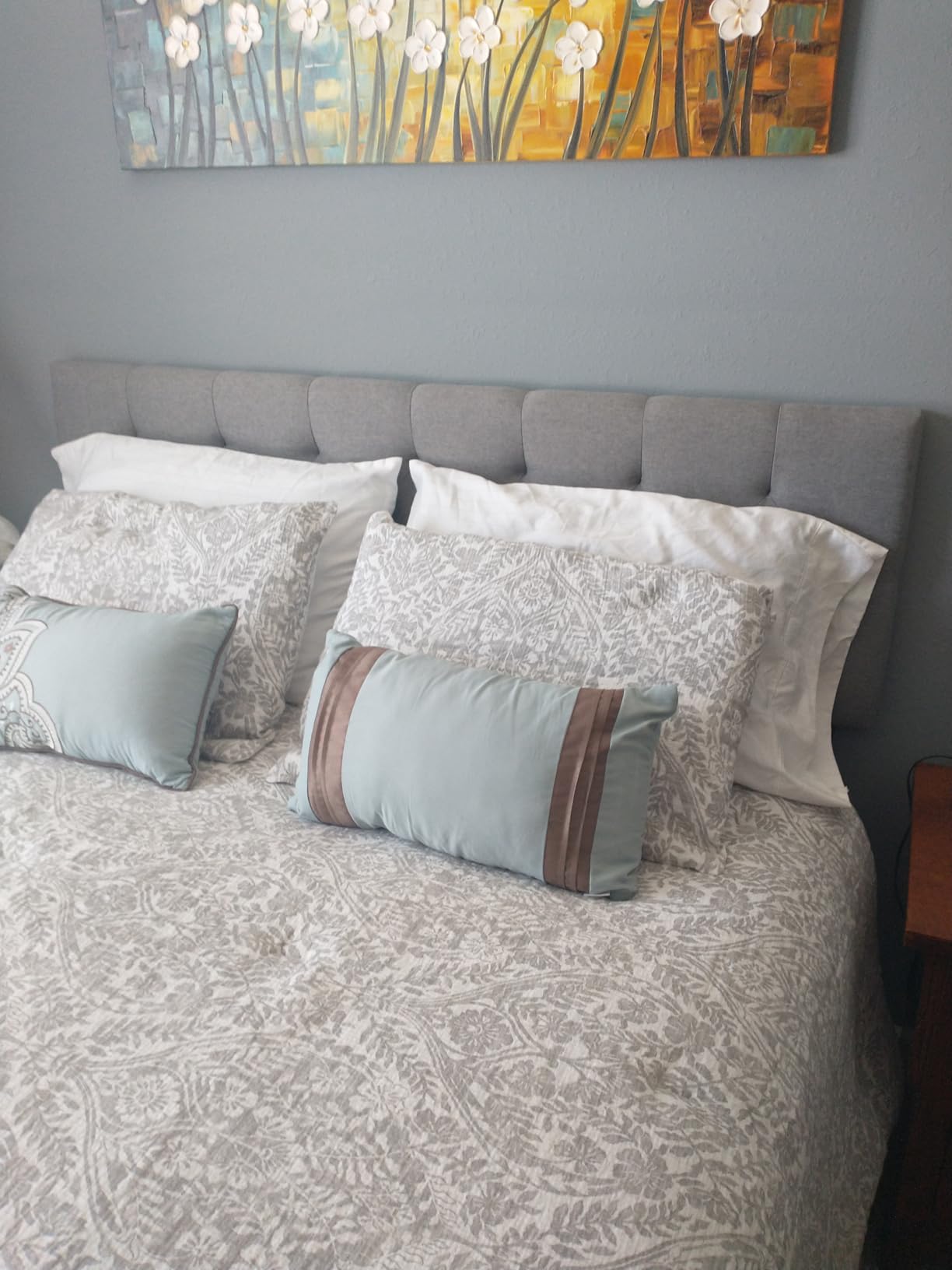 Lucid Mid-Rise Upholstered Headboard - Diamond Tufted - Padded Polyester - Adjustable Height from 34