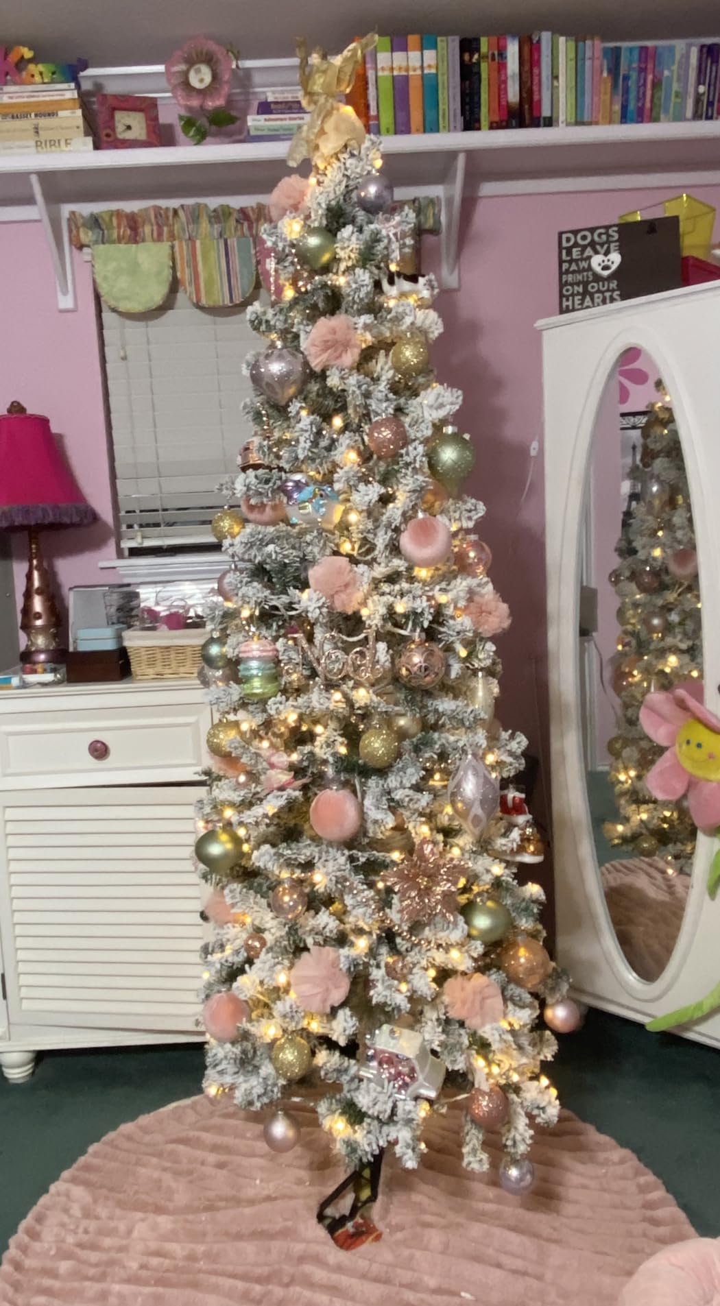 Best Choice Products Flocked Pencil Christmas Tree, Pre-Lit Slim Artificial Holiday Decoration, 7.5ft Lighted Skinny w/Base, Warm White Lights customer photo 2