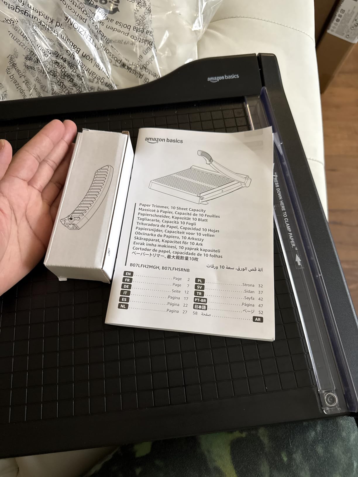 Amazon Basics Paper Trimmer Cutter for Office and Crafts, Heavy-Duty, Portable Guillotine Paper Cutter with Blade Lock, 12-Inch, 10-Sheet Cardstock, Photos customer photo 2