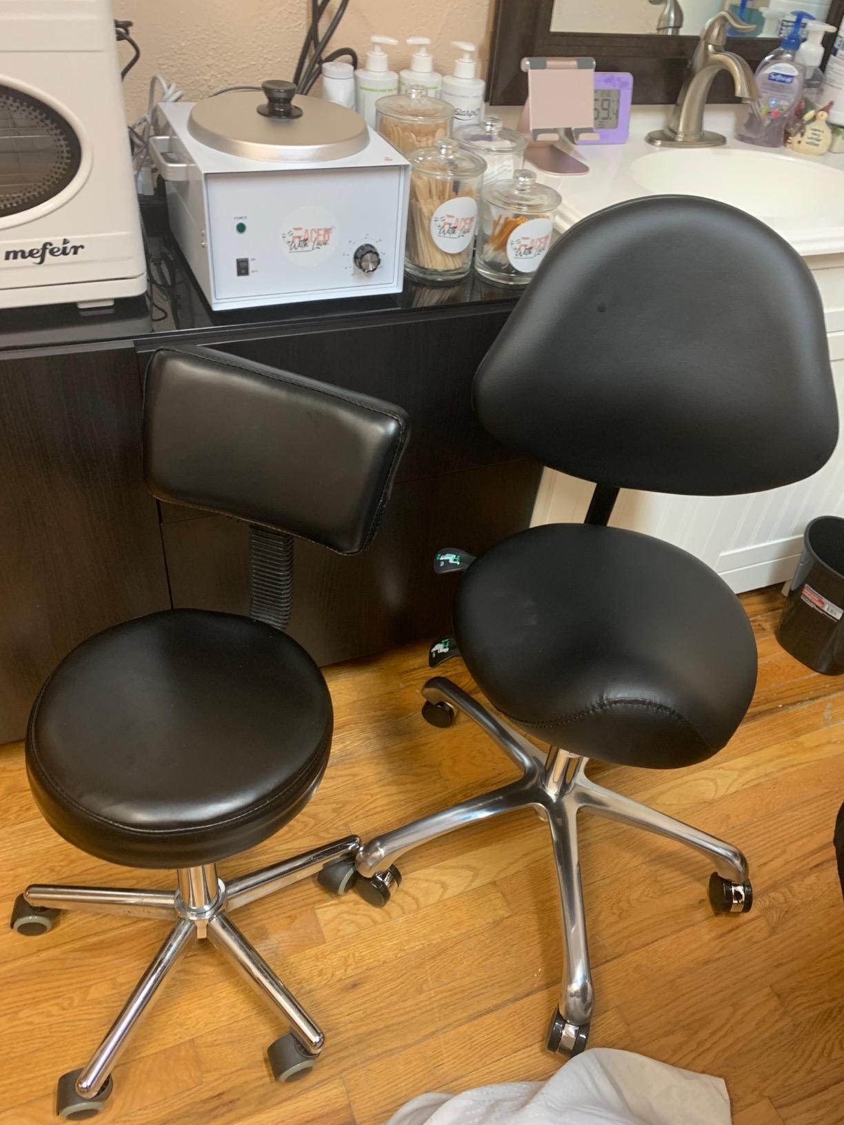 Hydraulic Saddle Rolling Adjustable, Heavy-Duty (350 lbs) Stool Chair for Beauty Salon Massage Dental Clinic Home Office Use (White, Updated to Soft Wheels) customer photo 1