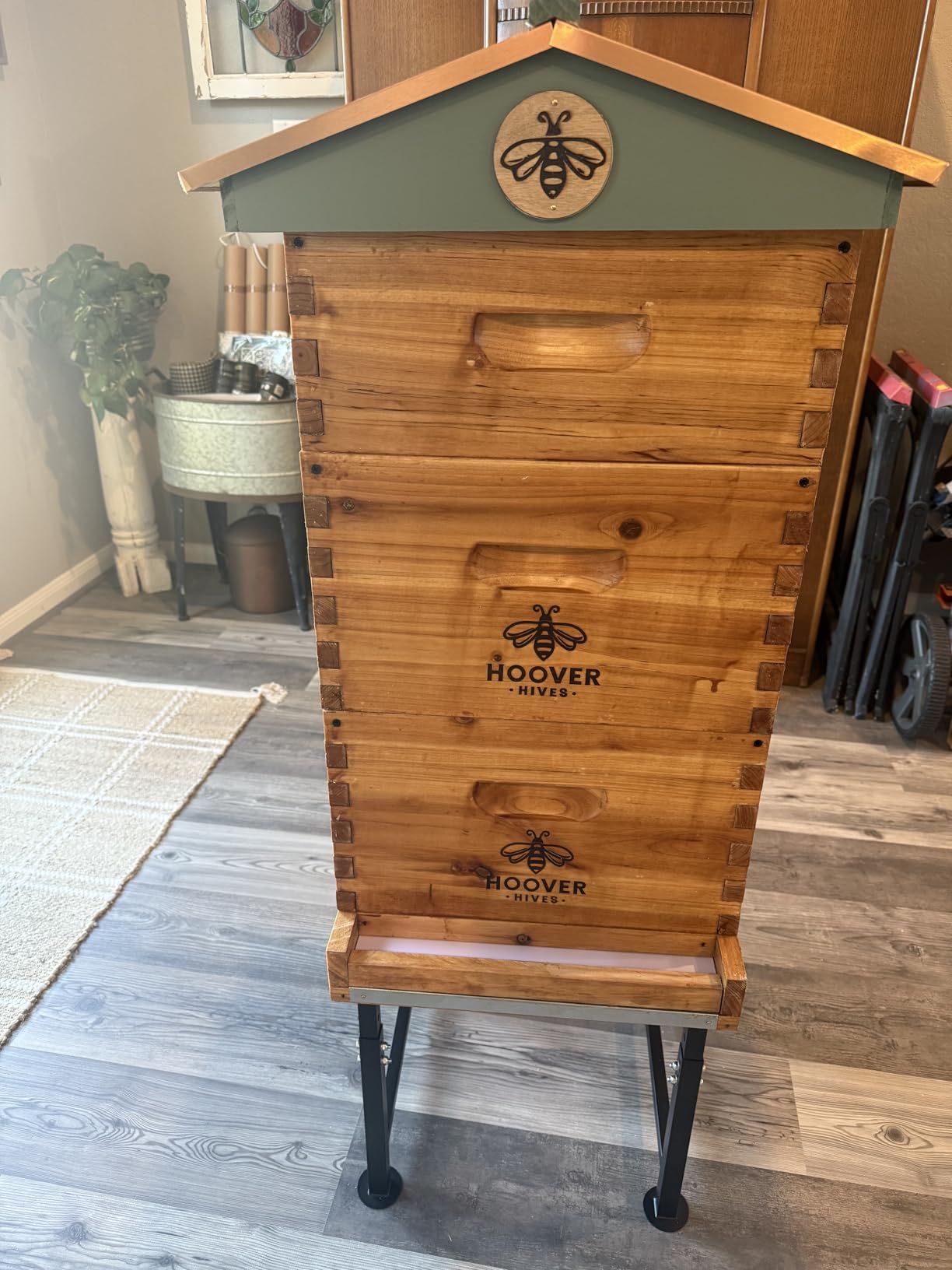 Hoover Hives: The Original Beeswax Coated Beehive Kit. Includes 2 Deep & 1 Medium Boxes with 10 Wooden Frames & Heavy Wax Coated Foundations. Easy Assembly with Predrilled Holes & Screws (Unassembled) customer photo 1