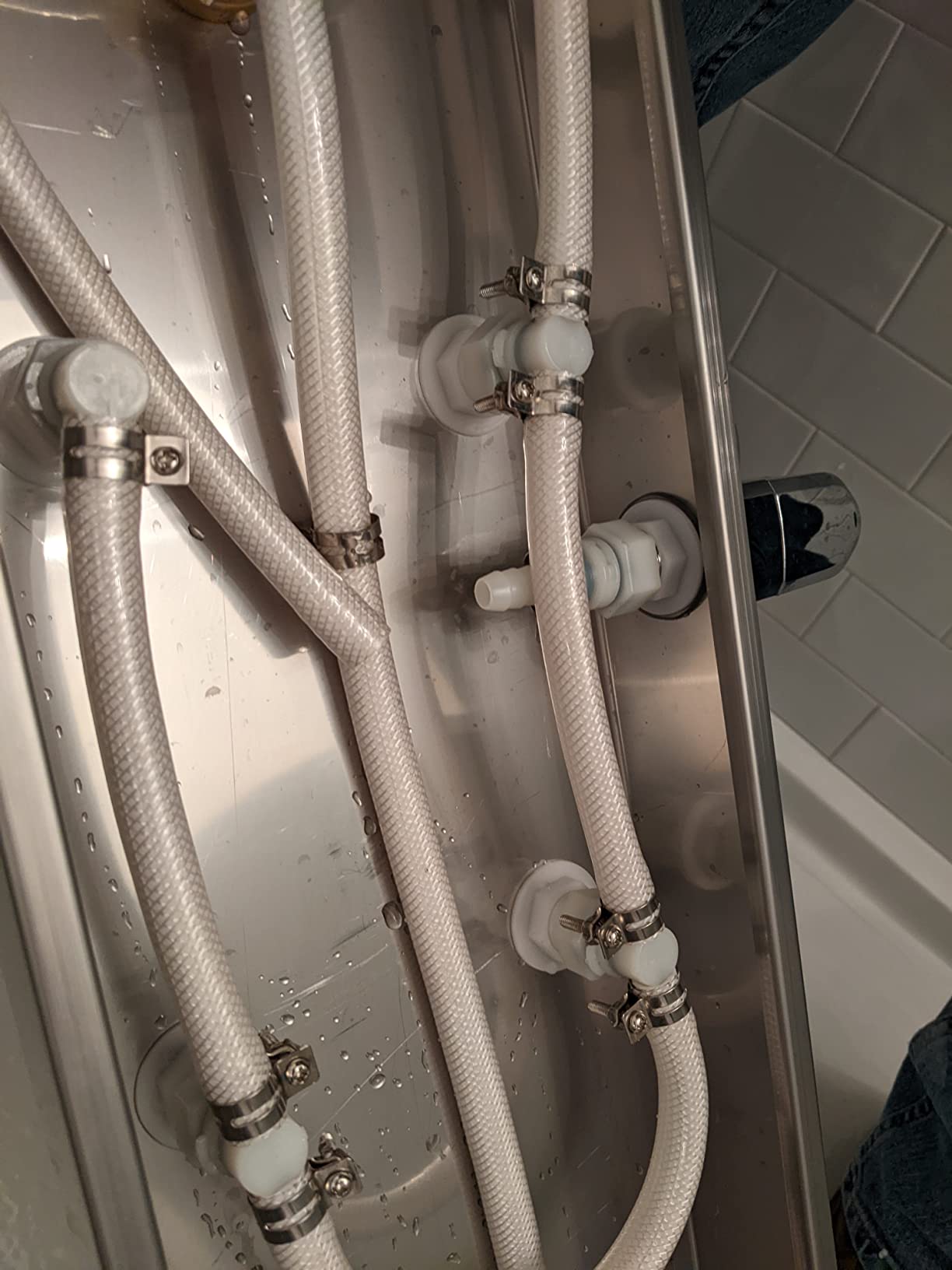 ROVOGO Shower Panel Tower System With Adjustable Shower Head, Brushed | 6 Body Jets, Self-Cleaning Rain Shower and Handheld, Brass Shower Arm and Valves, Stainless Steel Shower Column, 47-1/4 Inch customer photo 2