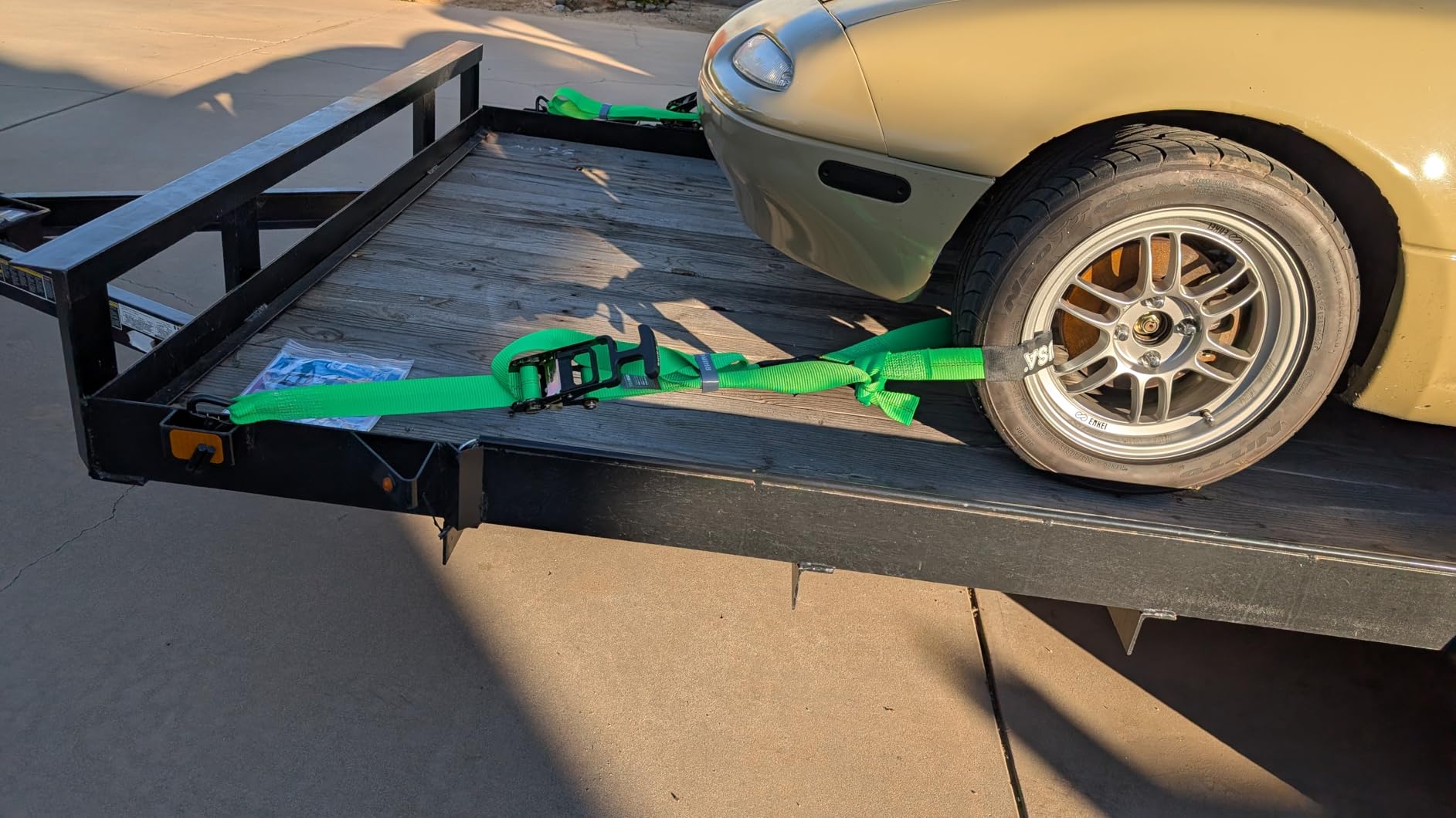 Rhino USA Car Hauler Tie Down Straps (4-Pack) - 2inx8ft with J Hooks | 10,000lb Break Strength Car Hauler Straps with Axle Strap Set for UTV & Powersports. Heavy Duty T-Handle, No-Slip Grip. Black customer photo 1