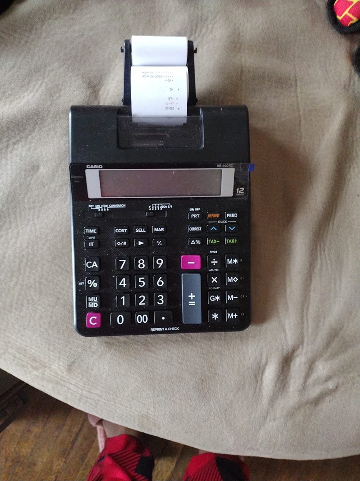 Casio HR-200RC Desktop Printing Calculator, Dual-Color Print | 150-step check, cost/sell/margin, tax & calendar; new version of HR-150TM for retail customer photo 1