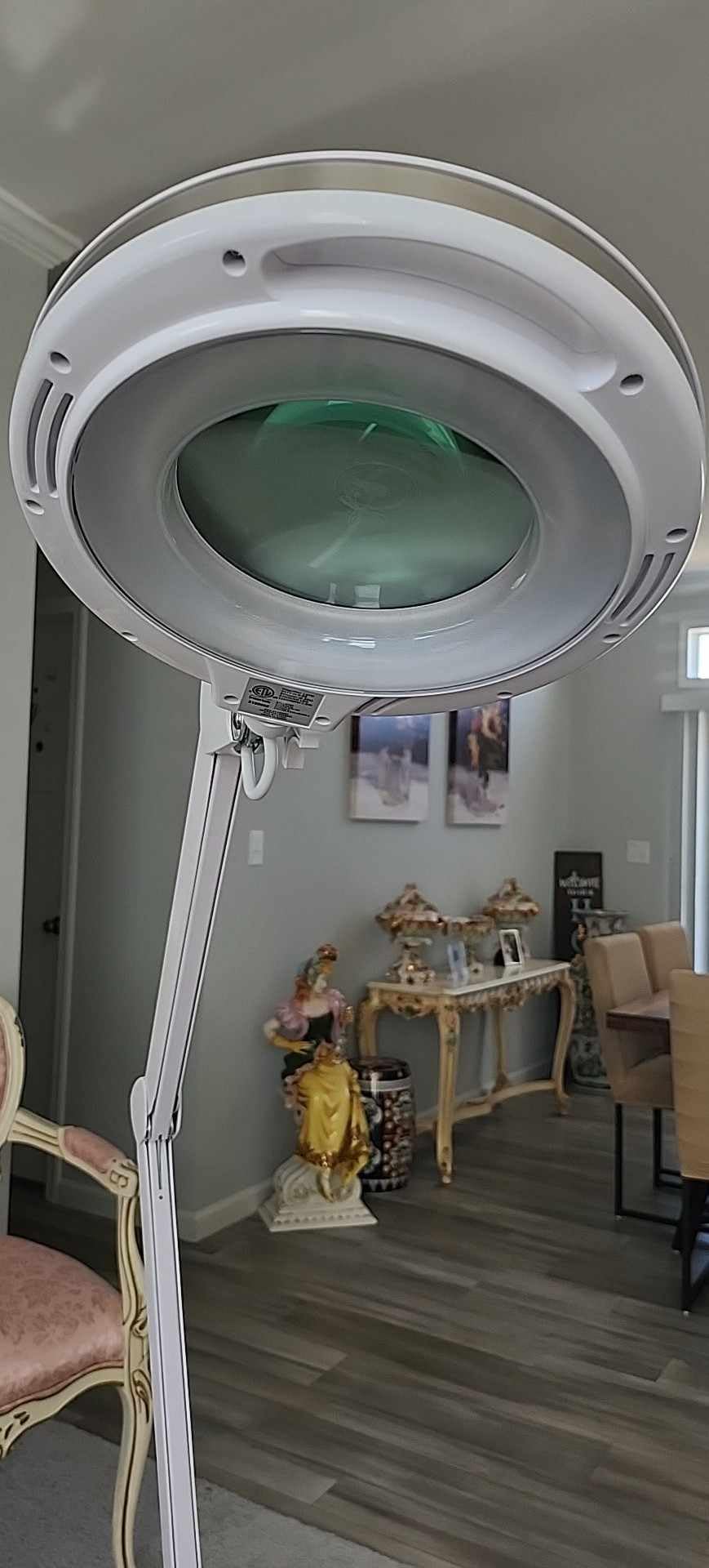 Brightech LightView Pro Magnifying Glass with Light and Stand, Magnifying Floor Lamp with a 6-Wheel Rolling Base for Facials, Lash Estheticians, Dimmable LED Work Light for Sewing, Crafts customer photo 1