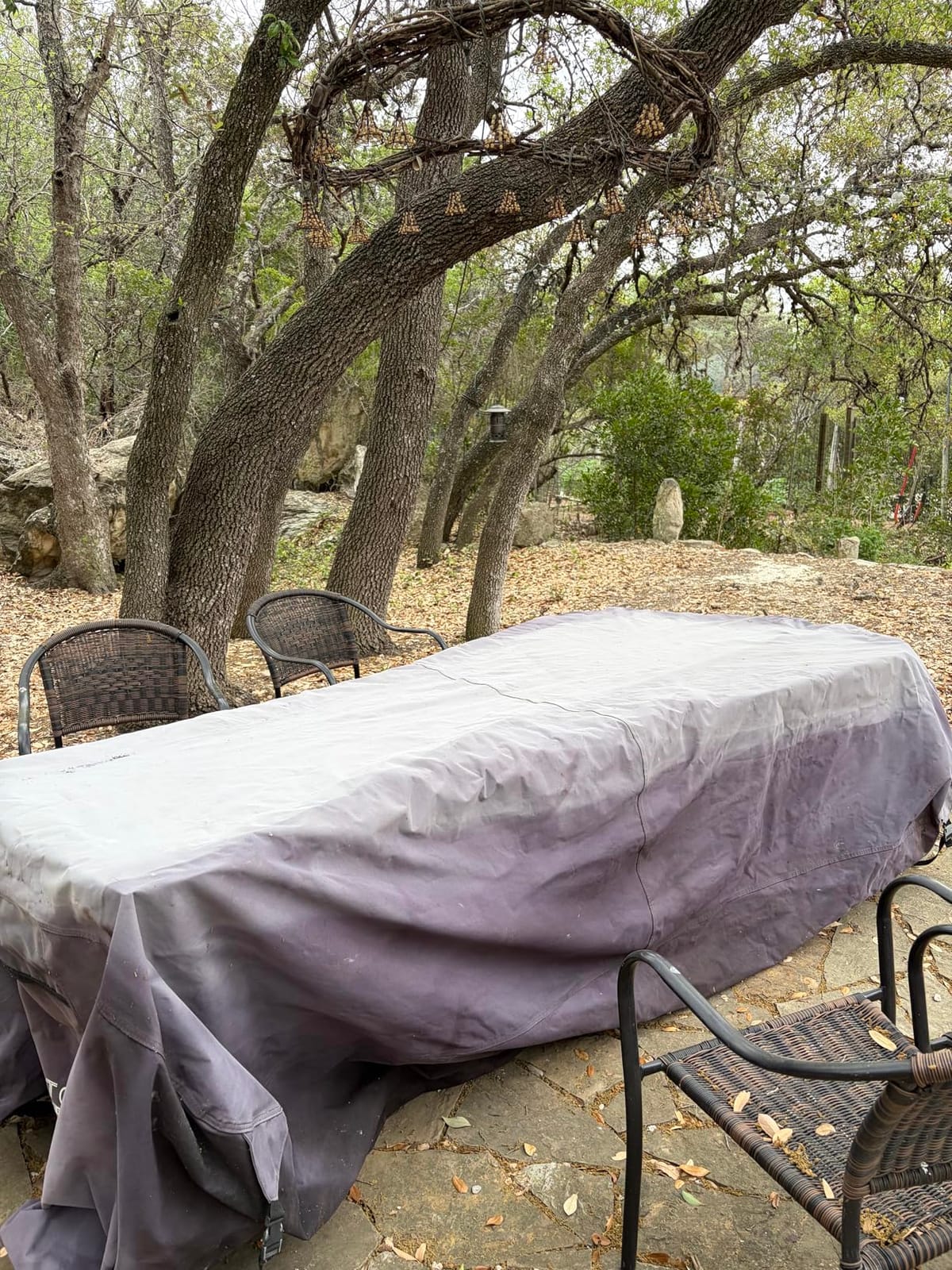 ULTCOVER Rectangular Patio Heavy Duty Table Cover - 600D Tough Canvas Waterproof Outdoor Dining Table and Chairs General Purpose Furniture Cover Size 111L x 74W x 28H inch customer photo 1