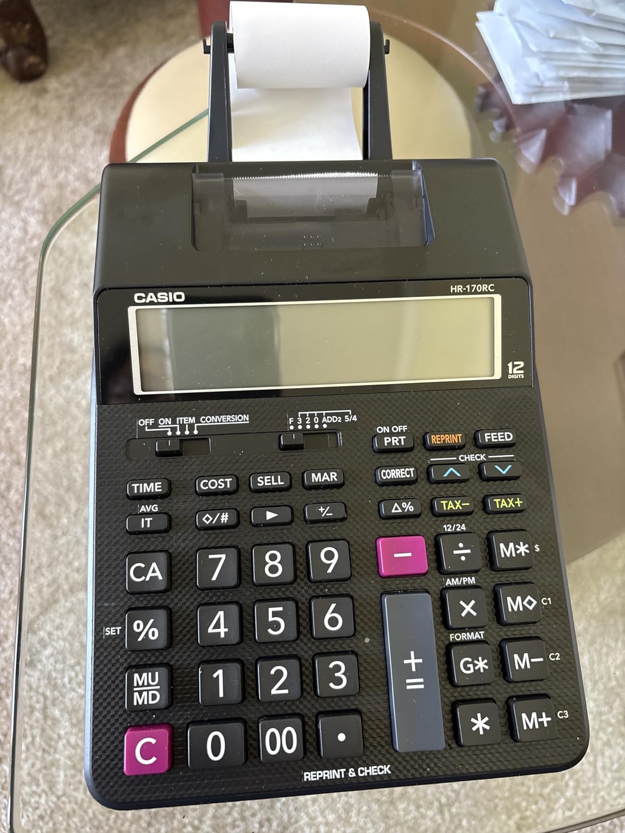 Casio HR-170RC Plus Mini Desktop Printing Calculator, Assorted | Check & correct, cost/sell/margin, dual-color print; ideal for taxes & bookkeeping customer photo 1