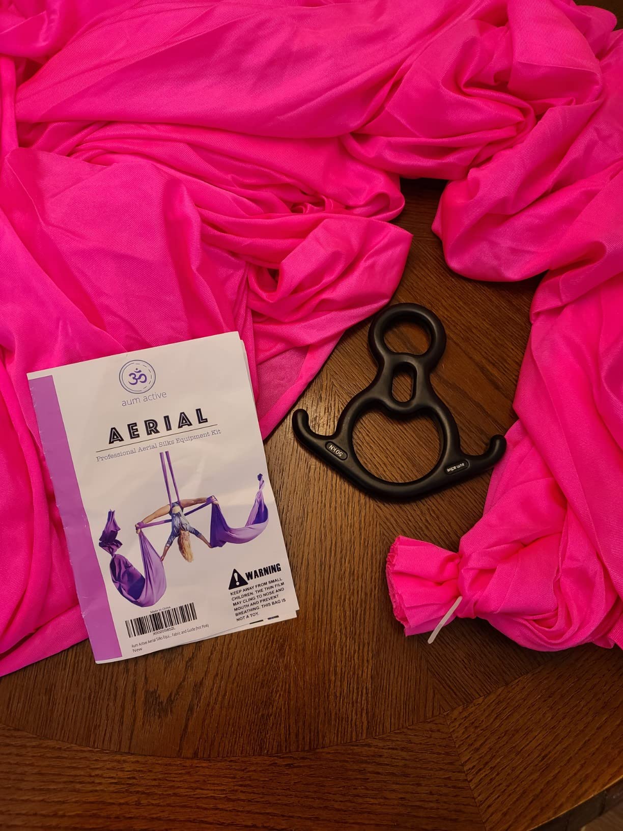 Aerial Silks Starter Kit, 9 Yards, Aerial Yoga Hammock, Hardware | Knitted fabric with pose guide, for aerial yoga, gymnastics, silk swing, stretching and home gym use, suitable for all levels customer photo 2
