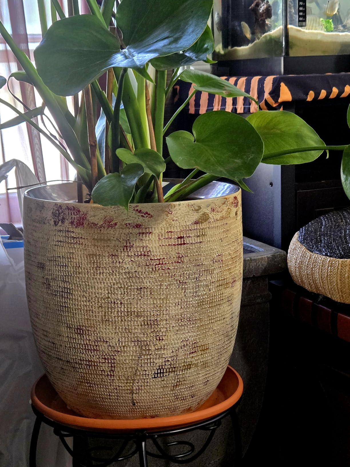 Creative Co-Op Large Matte White Embossed Stoneware Planter customer photo 1