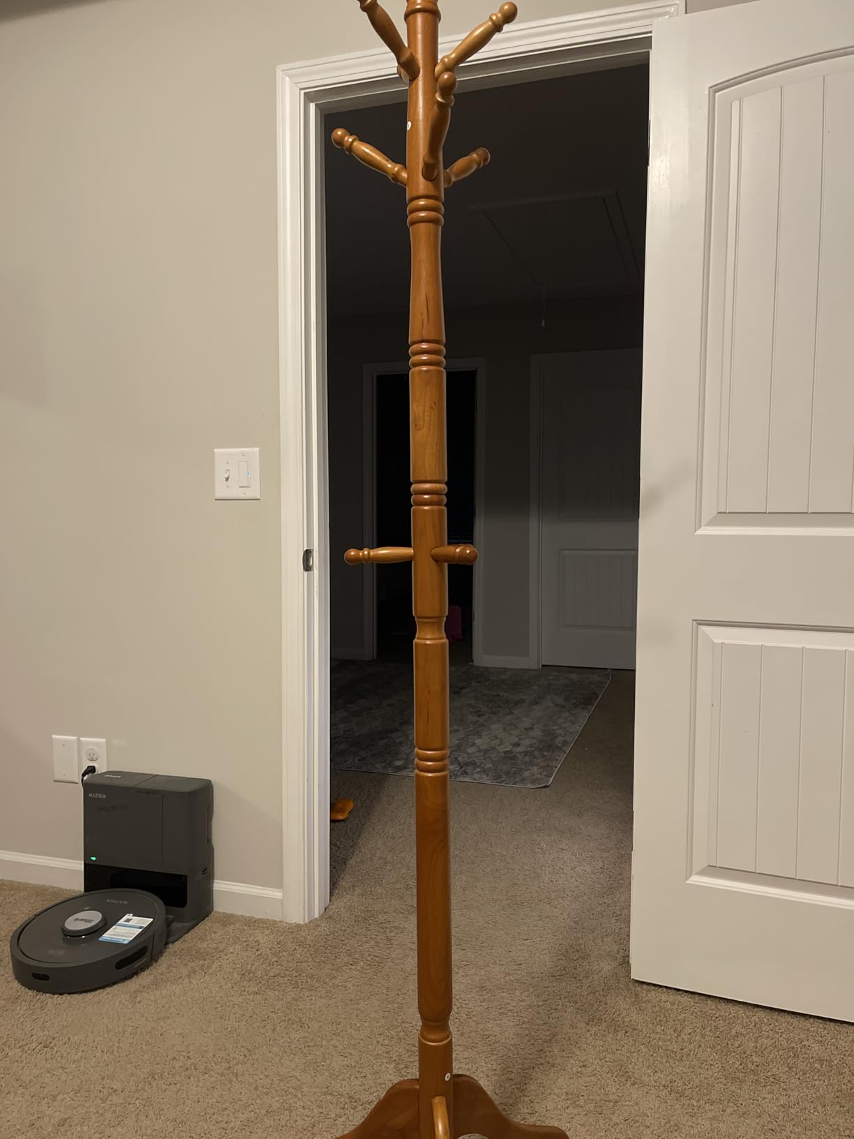 VASAGLE Solid Wood Coat Rack and Stand, Free Standing Hall Coat Tree with 10 Hooks for Hats, Bags, Purses, for Entryway, Hallway, Rubberwood, Caramel Brown URCR03WN customer photo 2