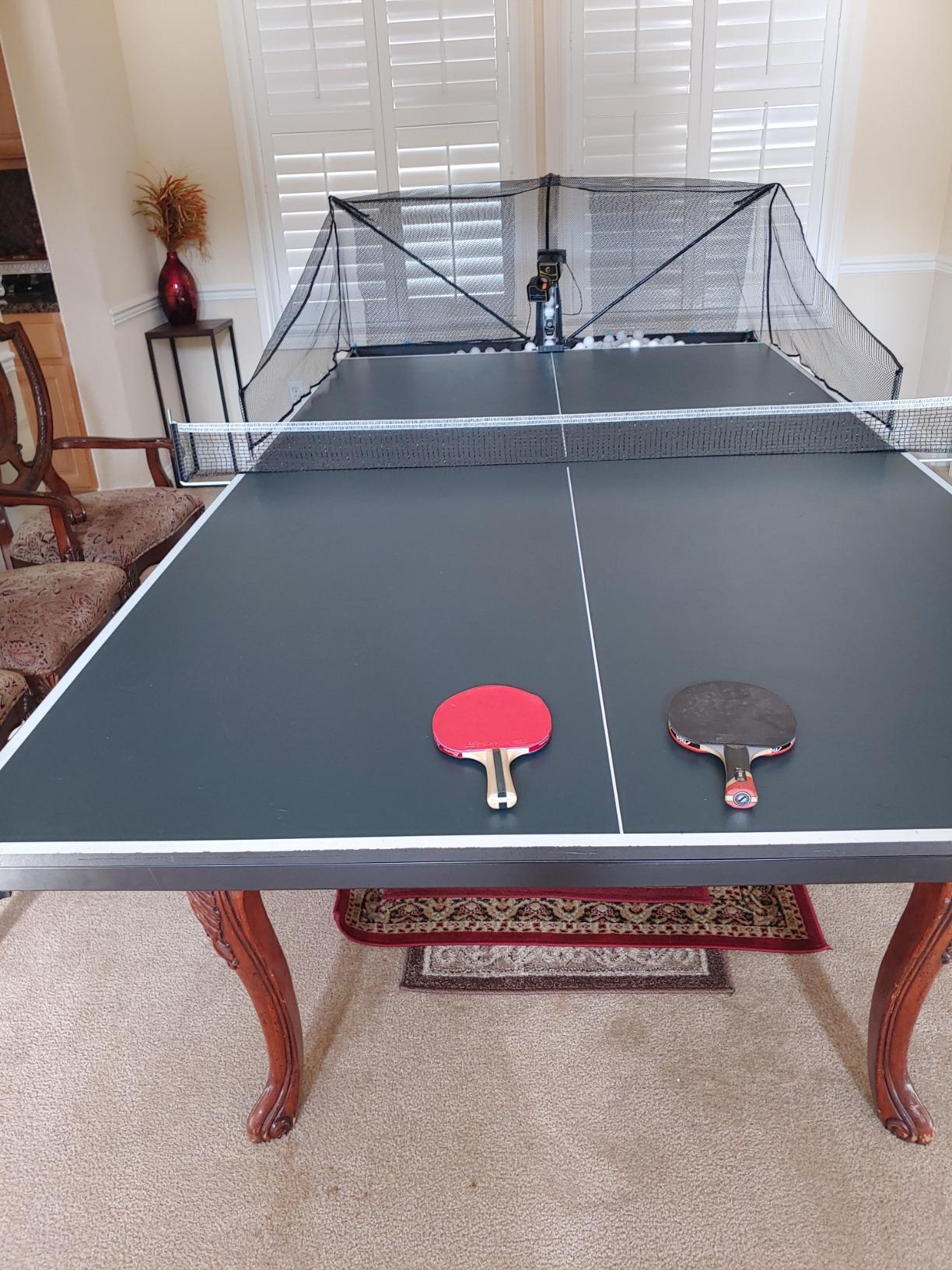 Suz Table Tennis Robot with Net Ping Pong Ball Machine S201 Automatic Machine for Training with 40mm+ Table Tennis Balls | easy to assemble,Lots of options for spin, speed and oscillation,with machine recycling net, don't need to pick up balls customer photo 2
