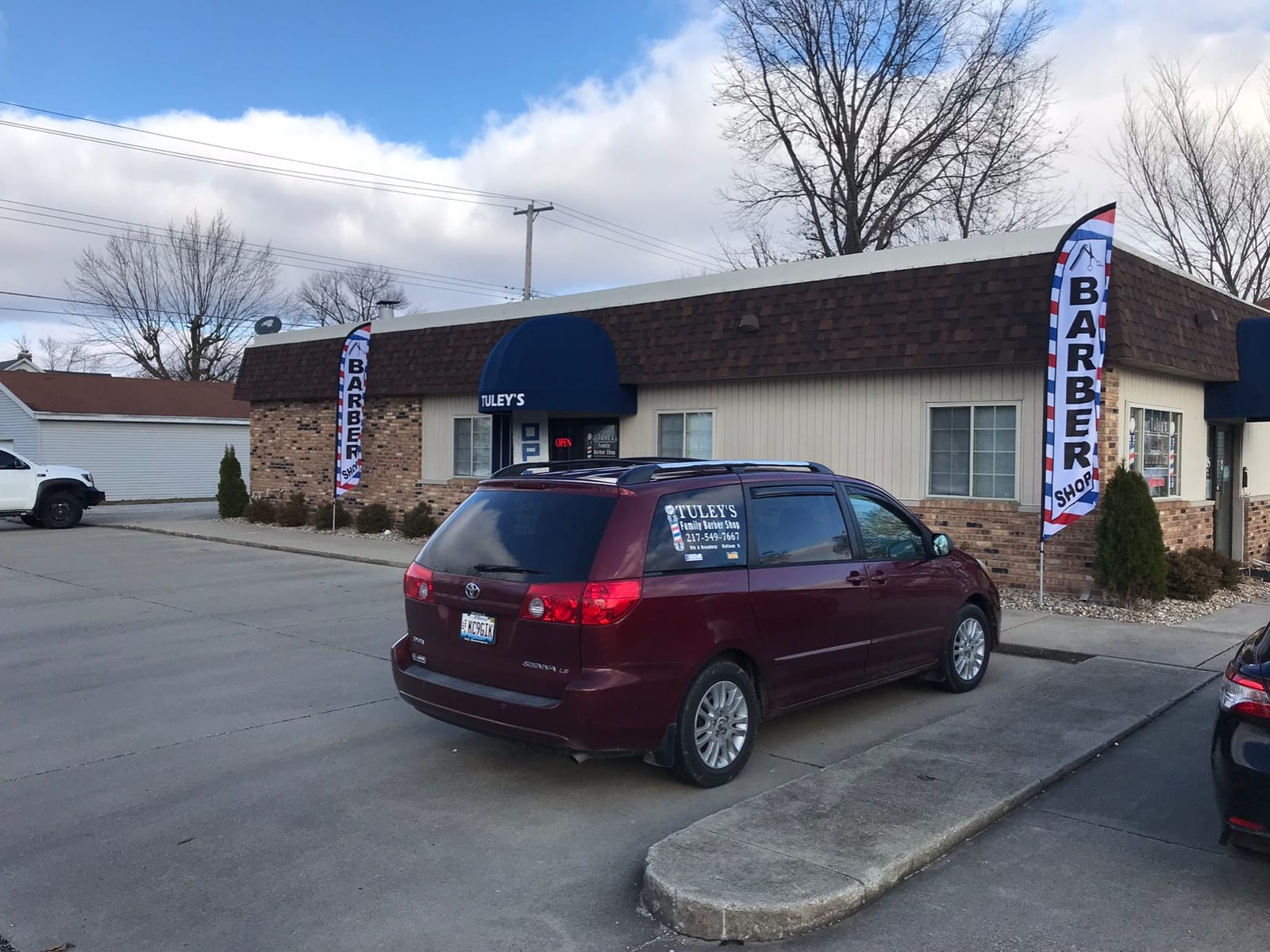 Barber Shop (White) Feather Flag Eye Catching Banner Sign for Business and Marketing Complete Set with 15 ft Pole Kit and Ground Spike customer photo 1