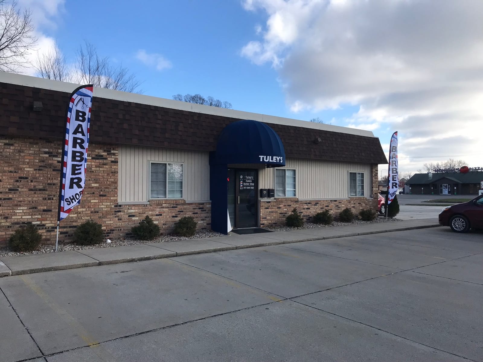 Barber Shop (White) Feather Flag Eye Catching Banner Sign for Business and Marketing Complete Set with 15 ft Pole Kit and Ground Spike customer photo 2
